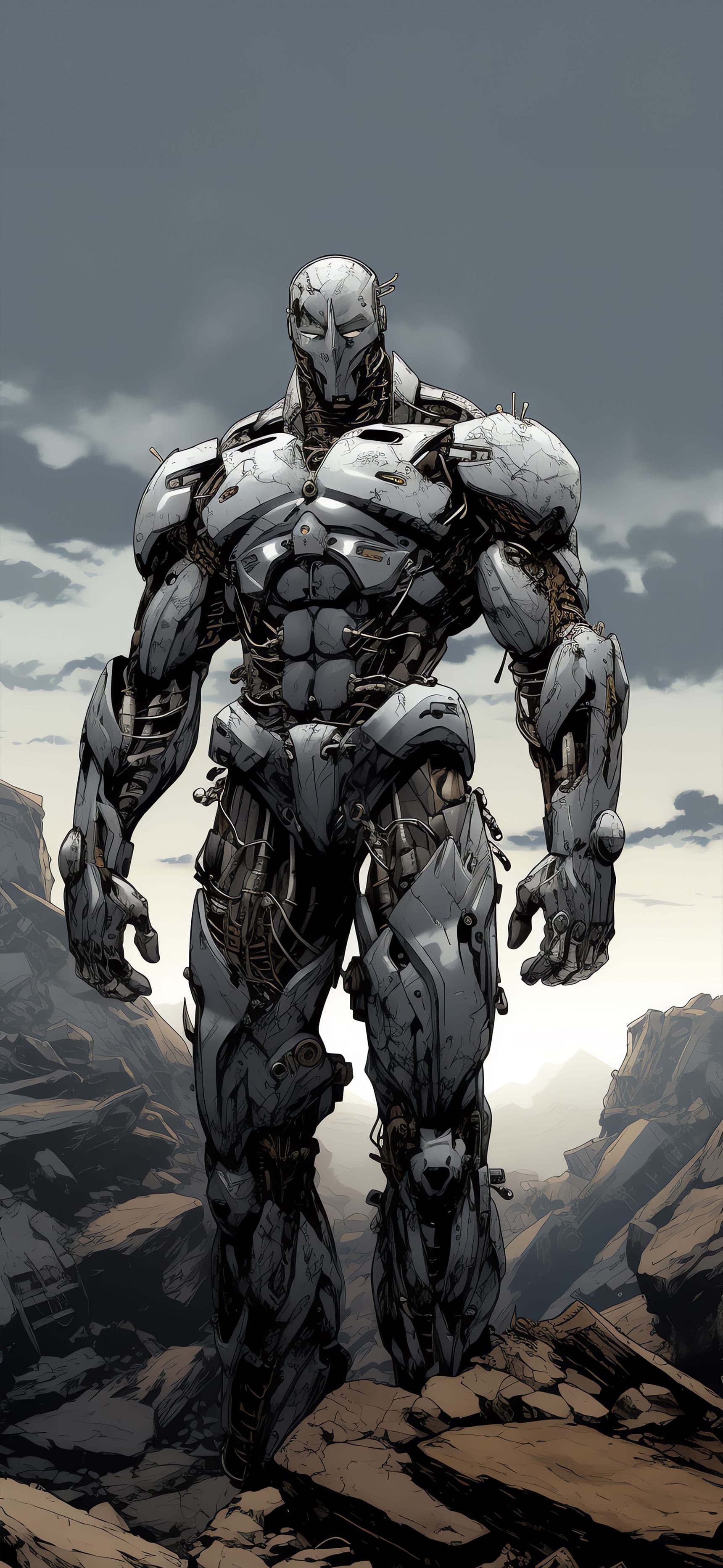 Cybernetic Warrior Stance - Pro phone wallpaper