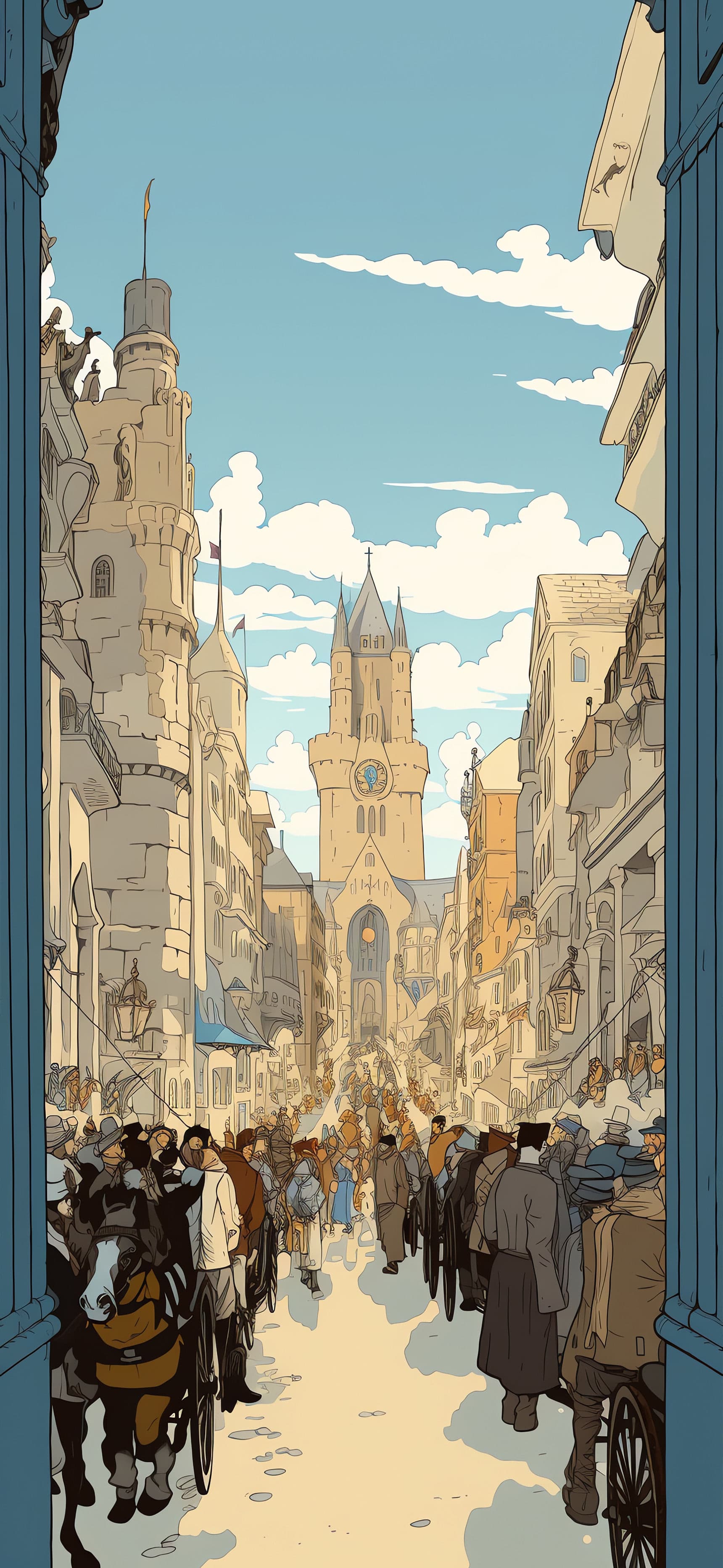 Medieval City View - Pro phone wallpaper
