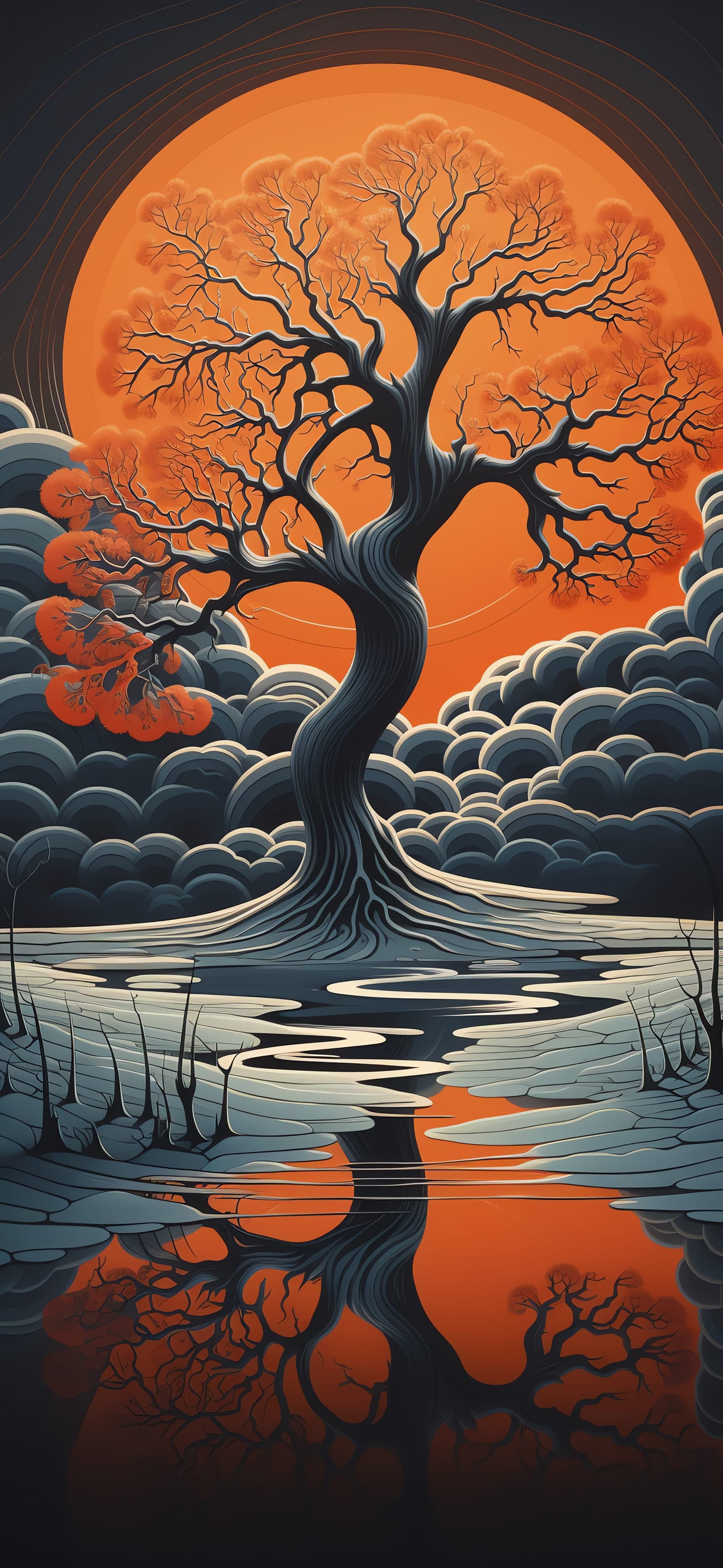 Autumn Tree Reflection - Pro phone wallpaper