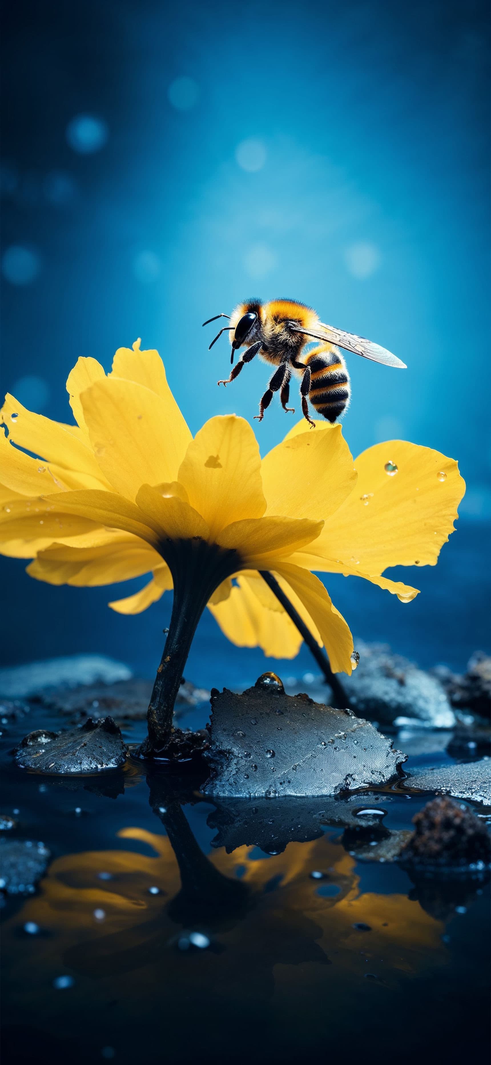 Bee Landing Flower - Pro phone wallpaper