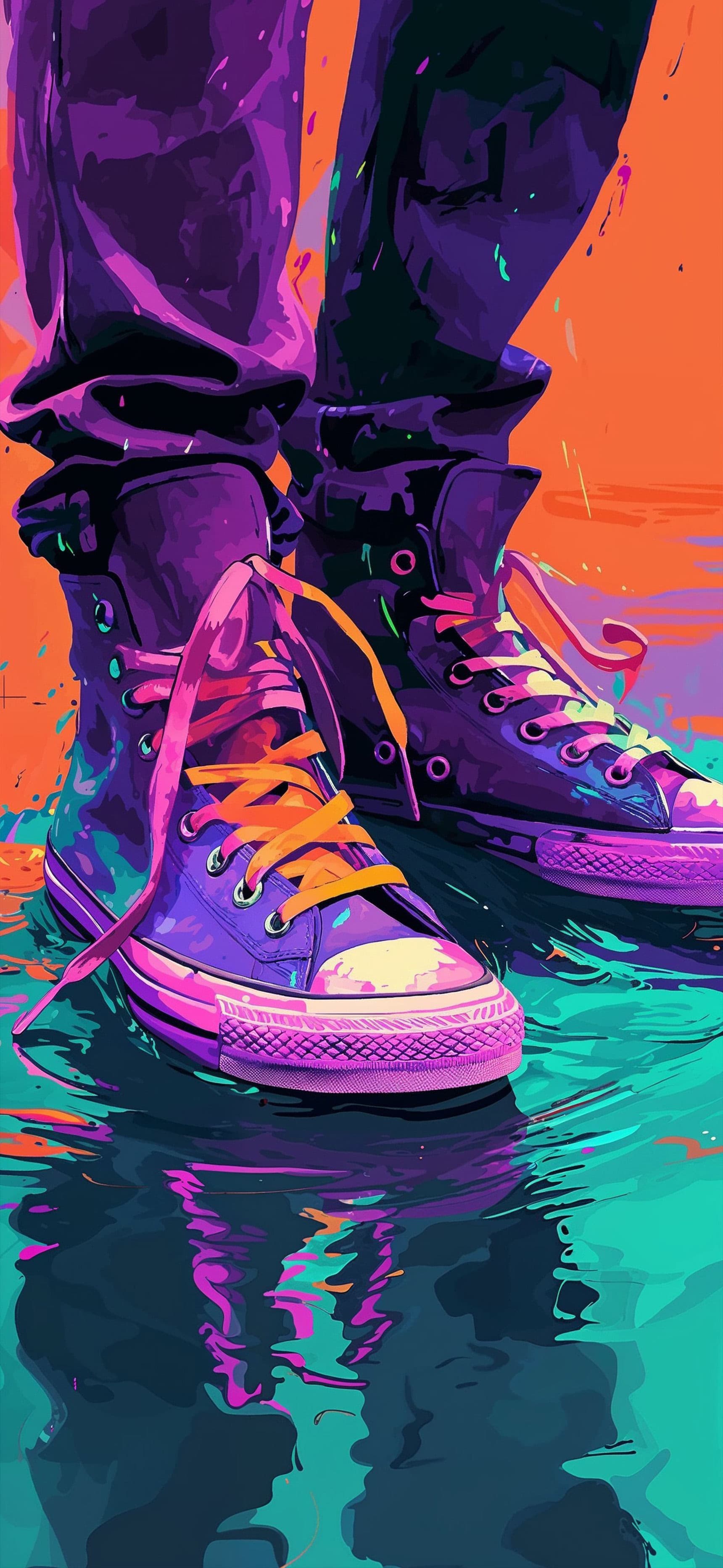 Vibrant Shoe Reflection - Pro phone wallpaper