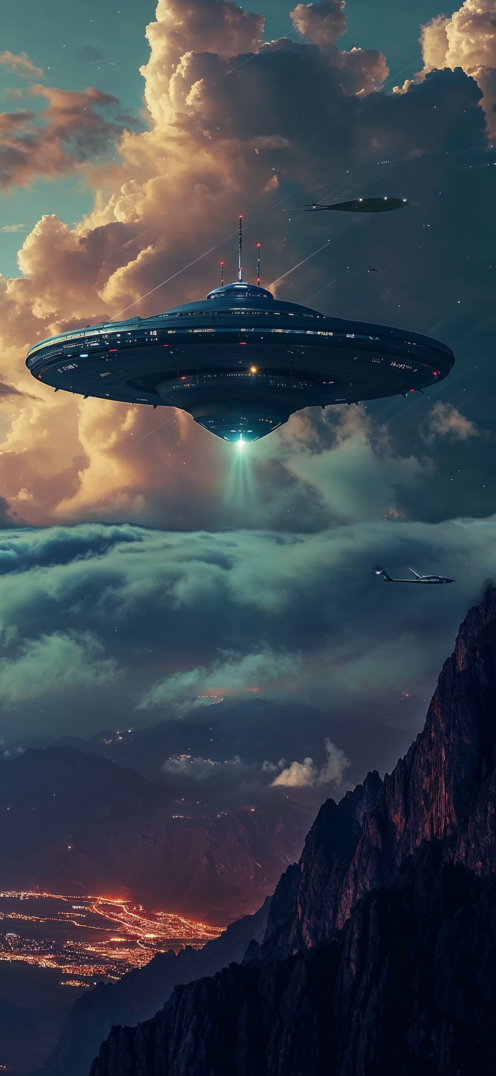 Flying Saucer Scene - Pro phone wallpaper