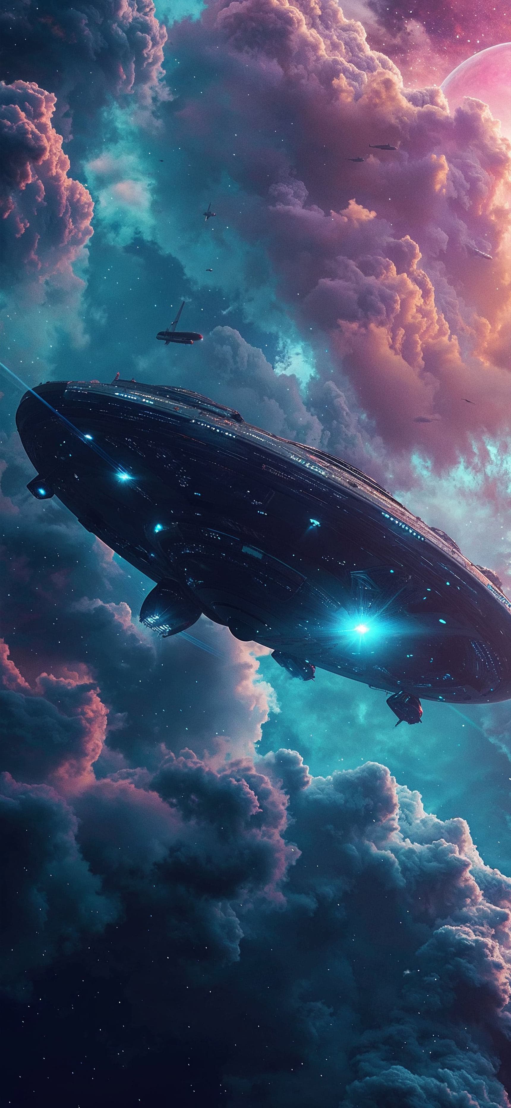 Airship Nebula Flight - Pro phone wallpaper