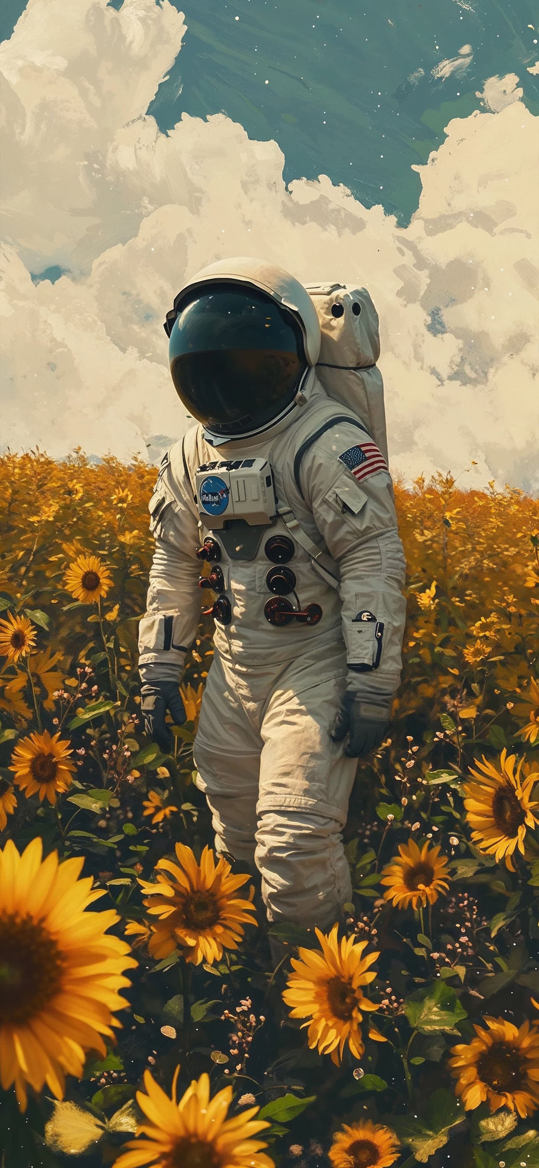 Astronaut Sunflower Field - Pro phone wallpaper