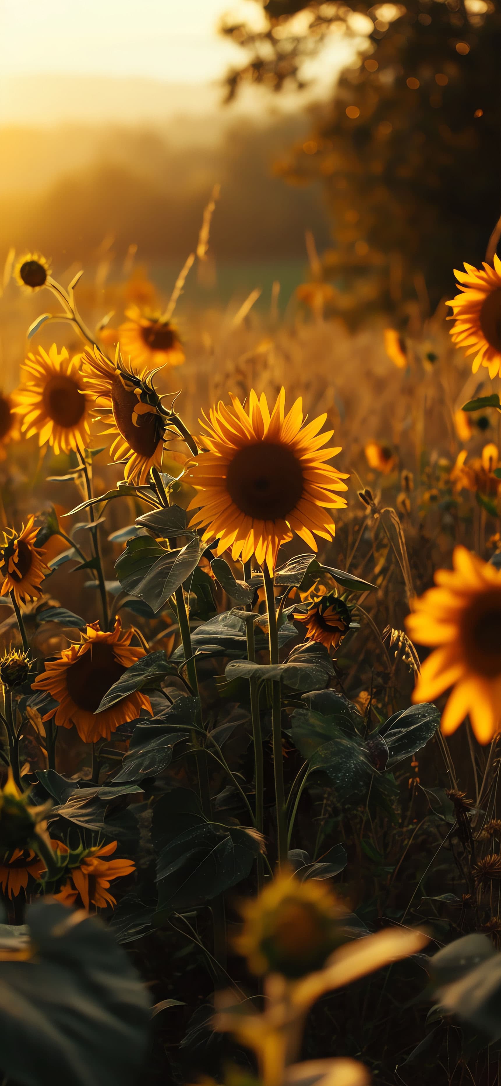 Golden Sunflowers - Pro phone wallpaper