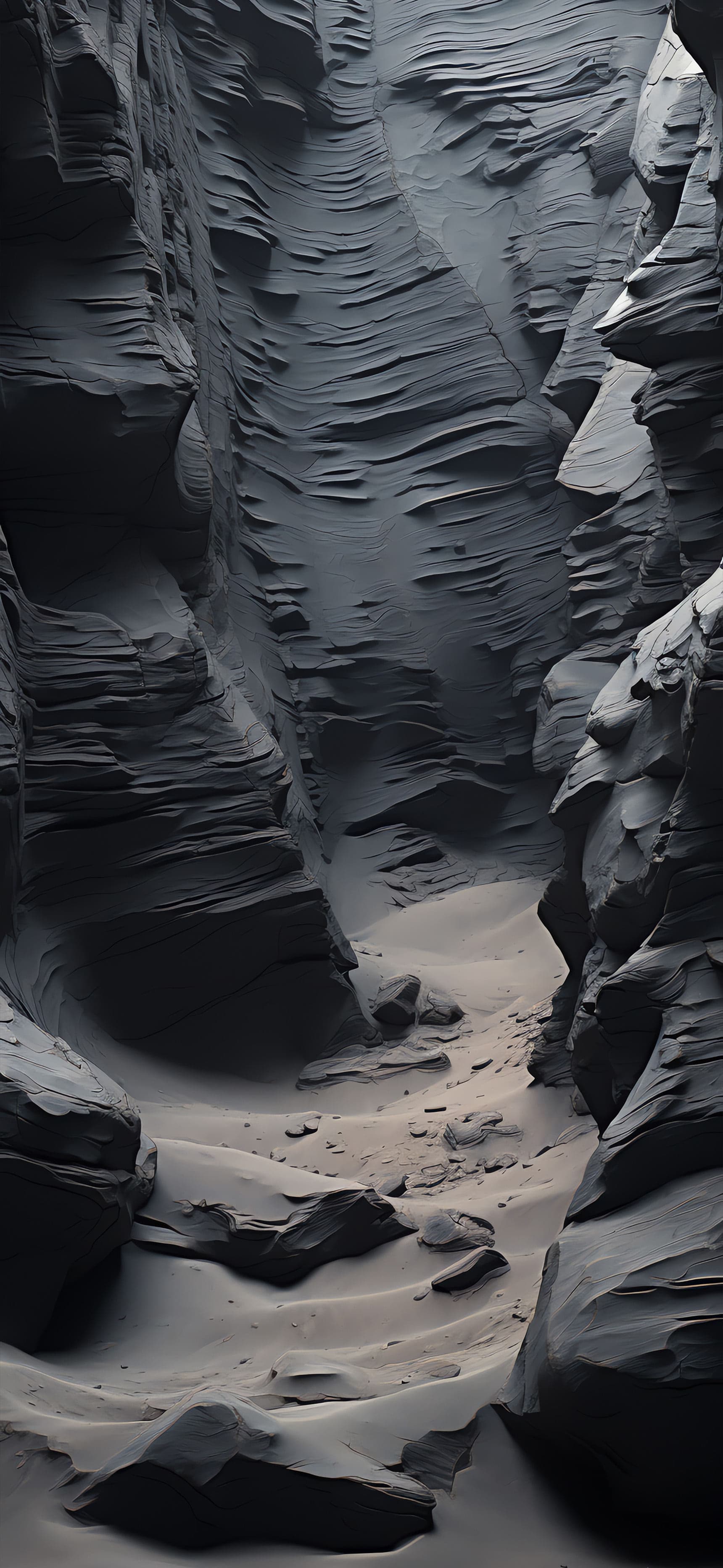 Monochrome Canyon Depth - Pro phone wallpaper