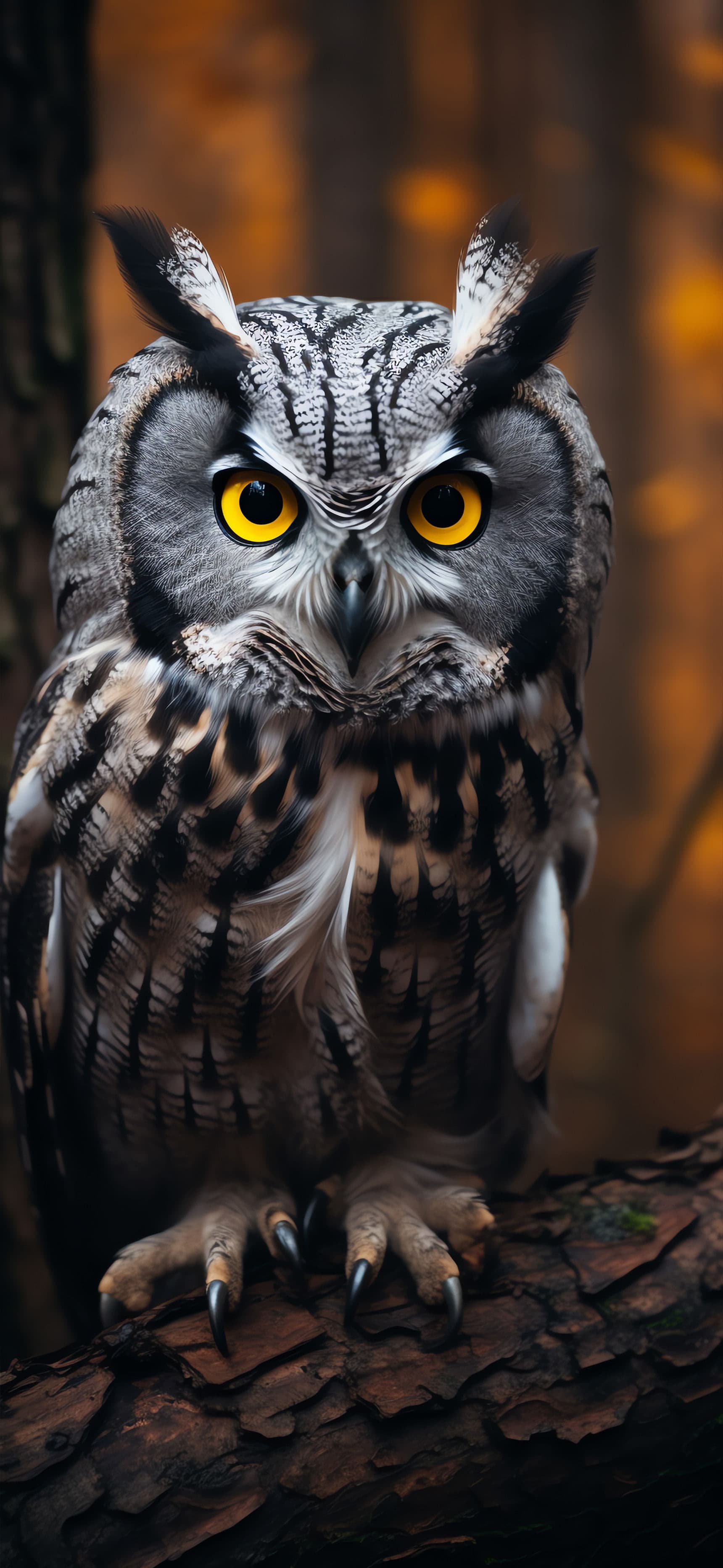 Autumn Owl Portrait - Pro phone wallpaper