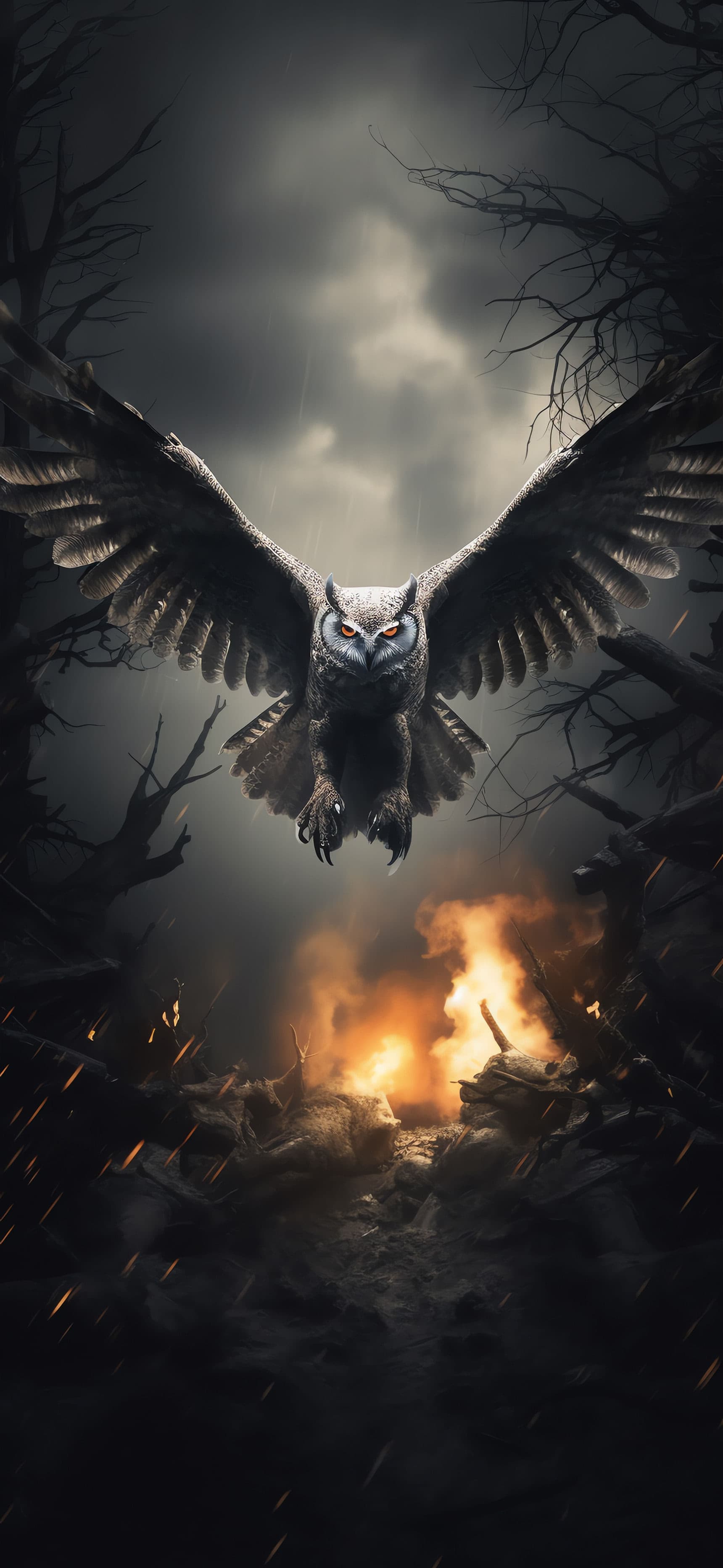 Flying Owl Fire - Pro phone wallpaper