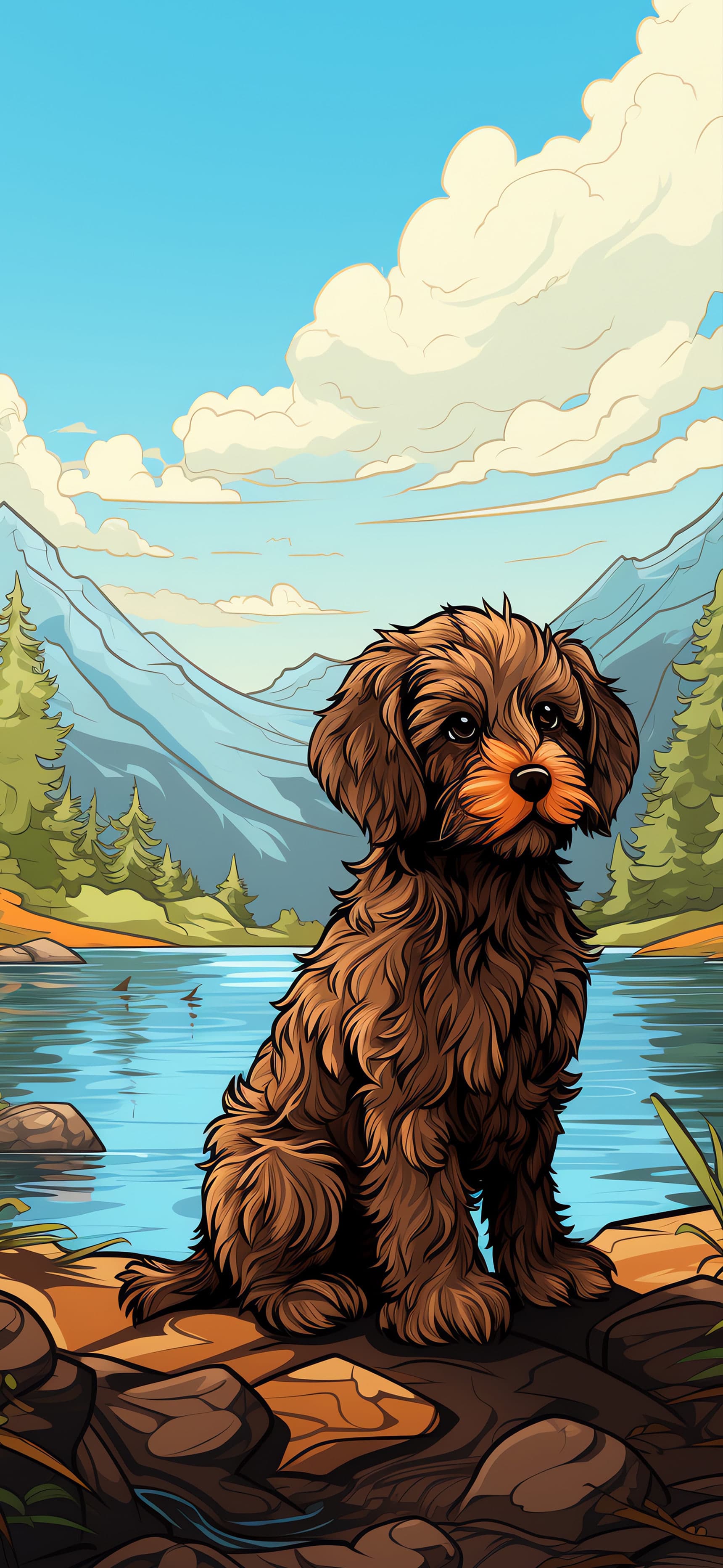 Cartoon Dog Lake - Pro phone wallpaper