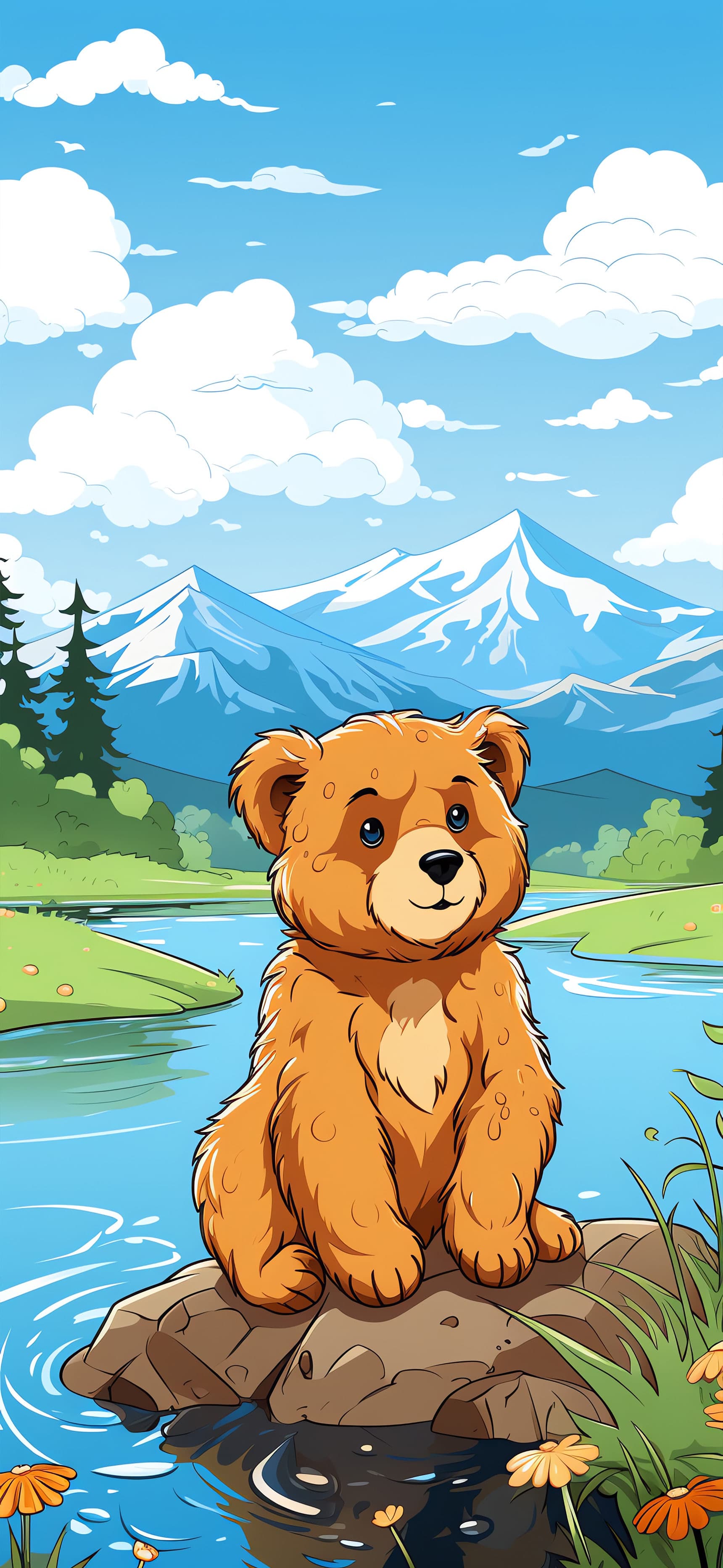 Cartoon Bear Scene - Pro phone wallpaper