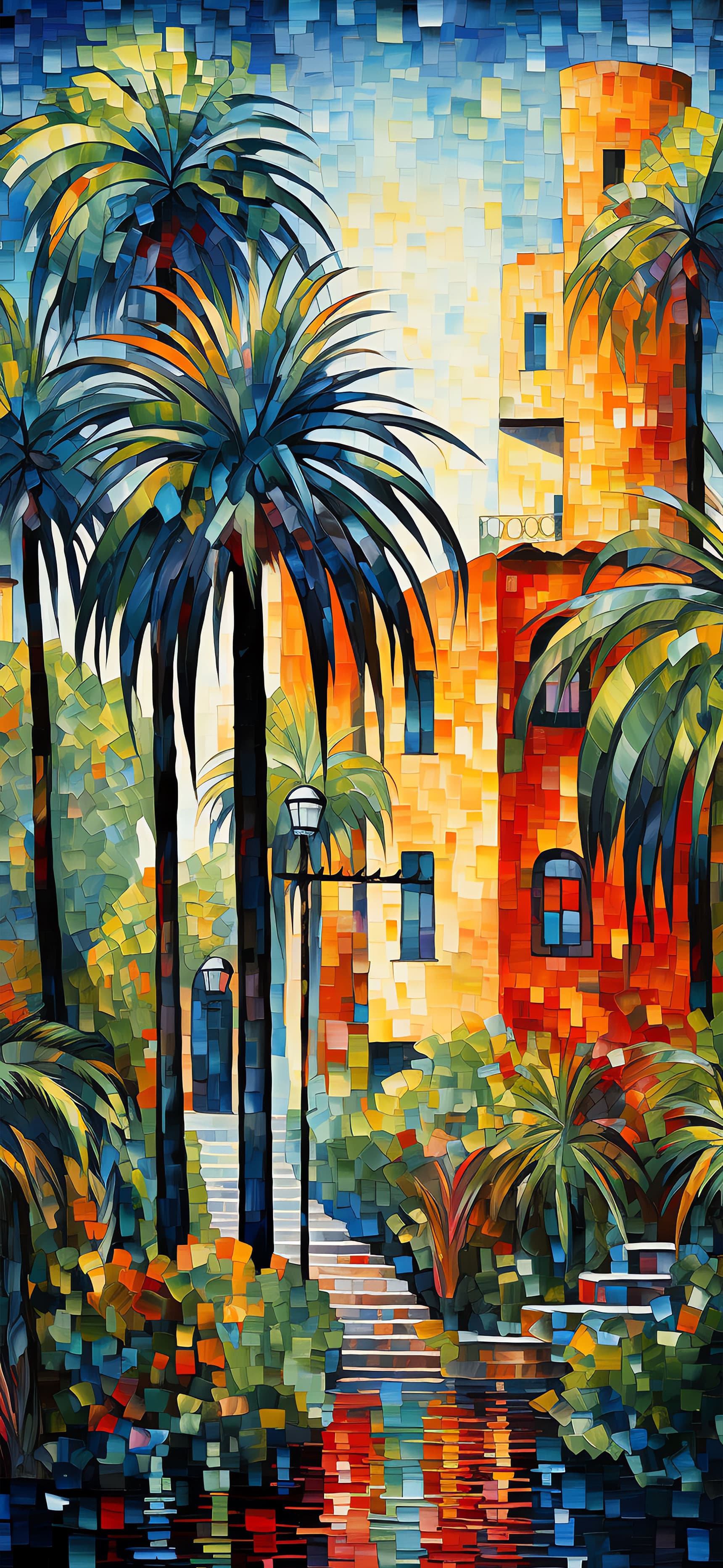 Tropical Cityscape Art - Pro phone wallpaper