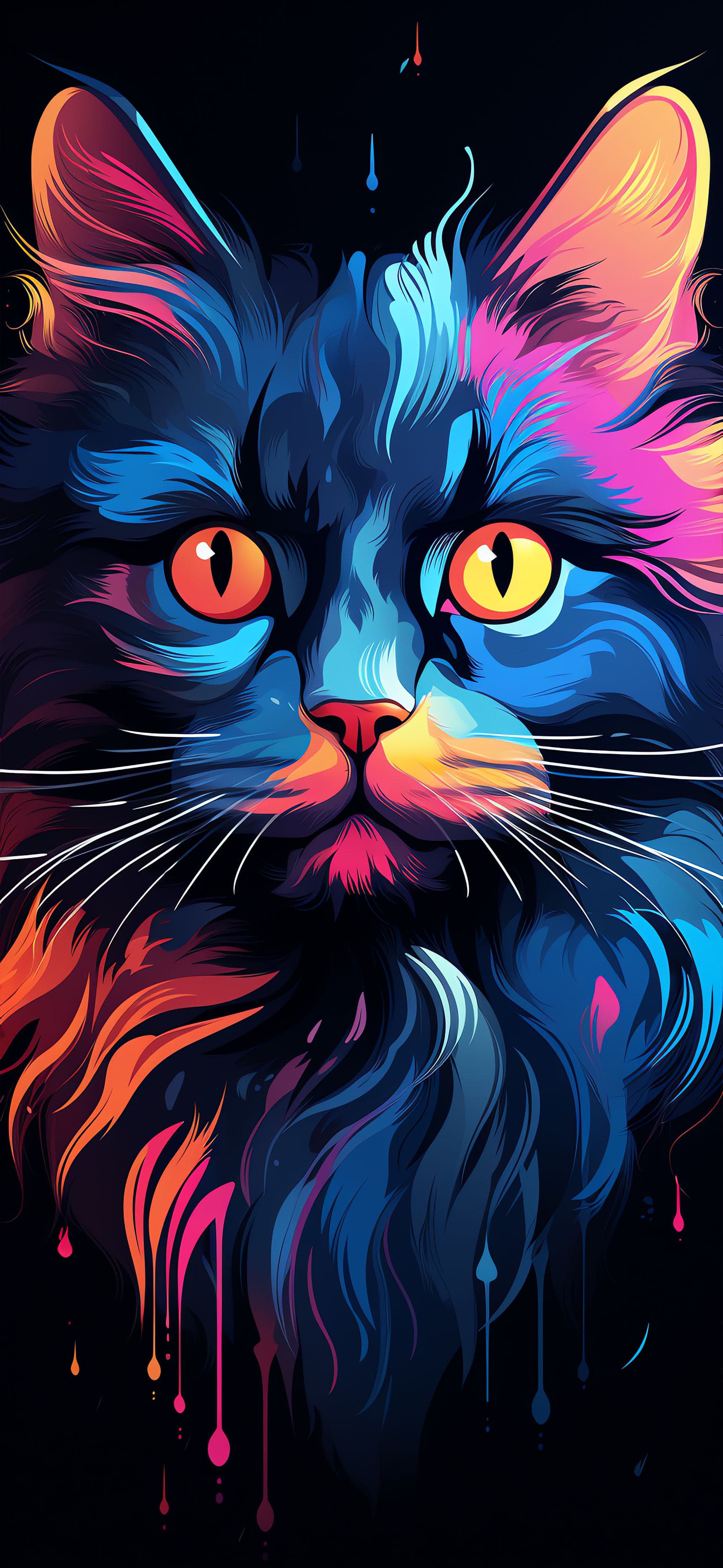 Colorful Feline Gaze - Pro phone wallpaper