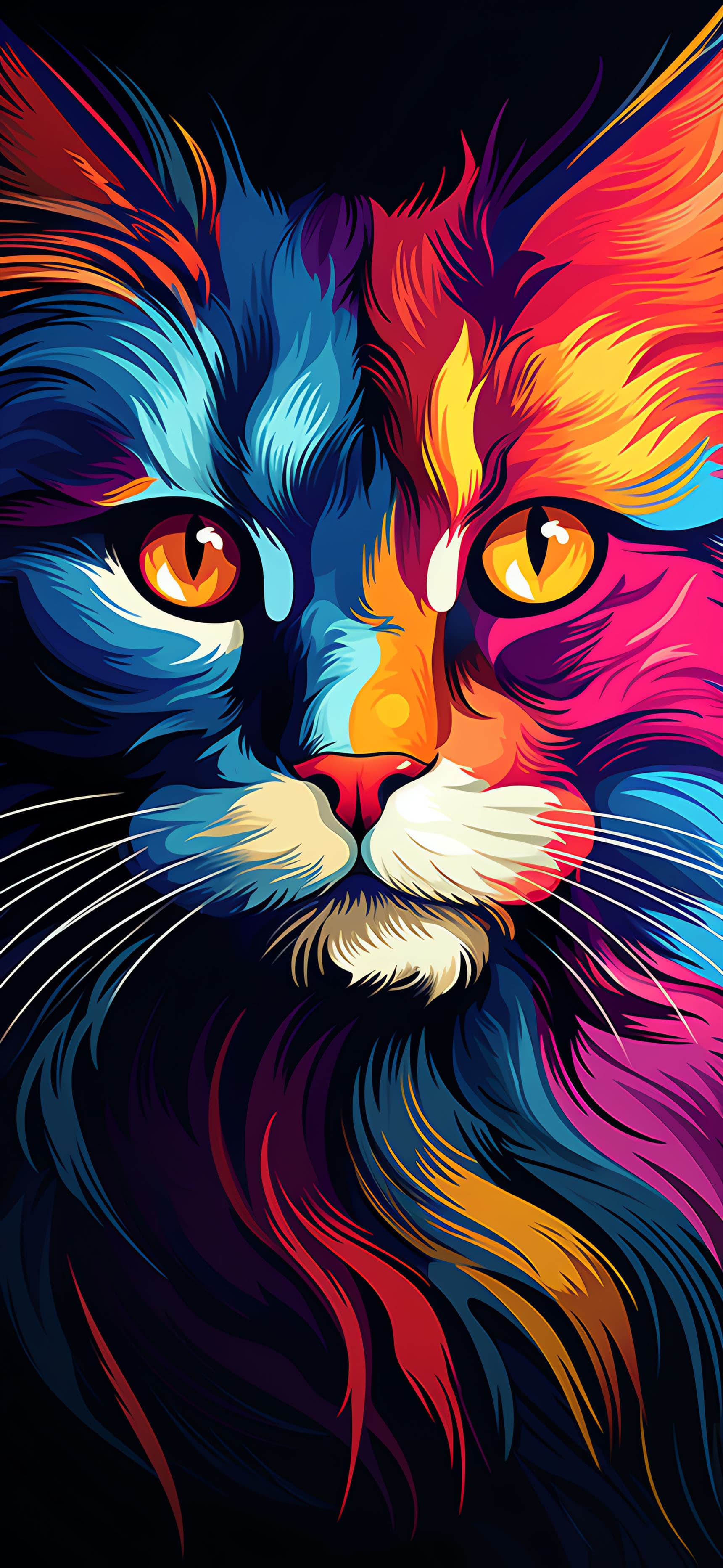 Colorful Feline Portrait - Pro phone wallpaper