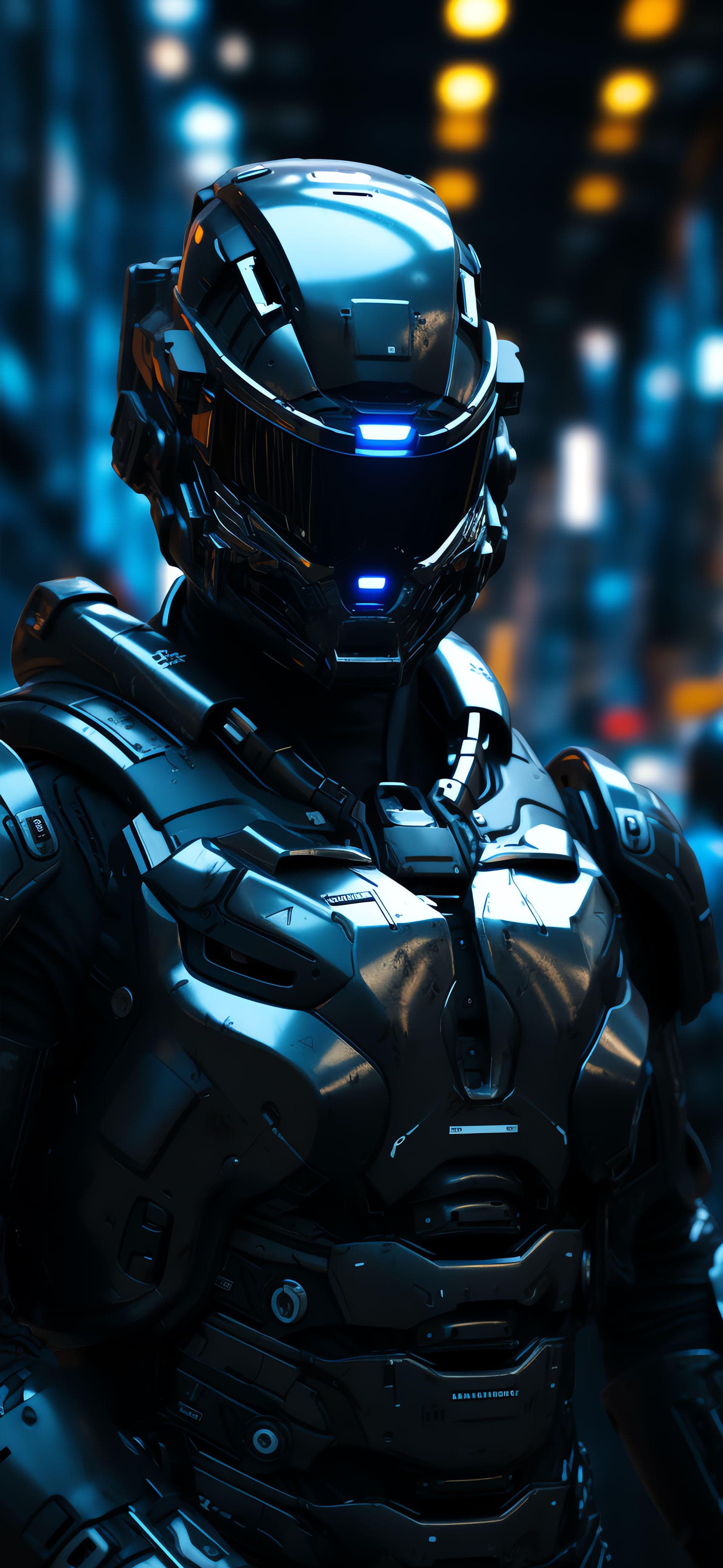 Cyberpunk Soldier City - Pro phone wallpaper