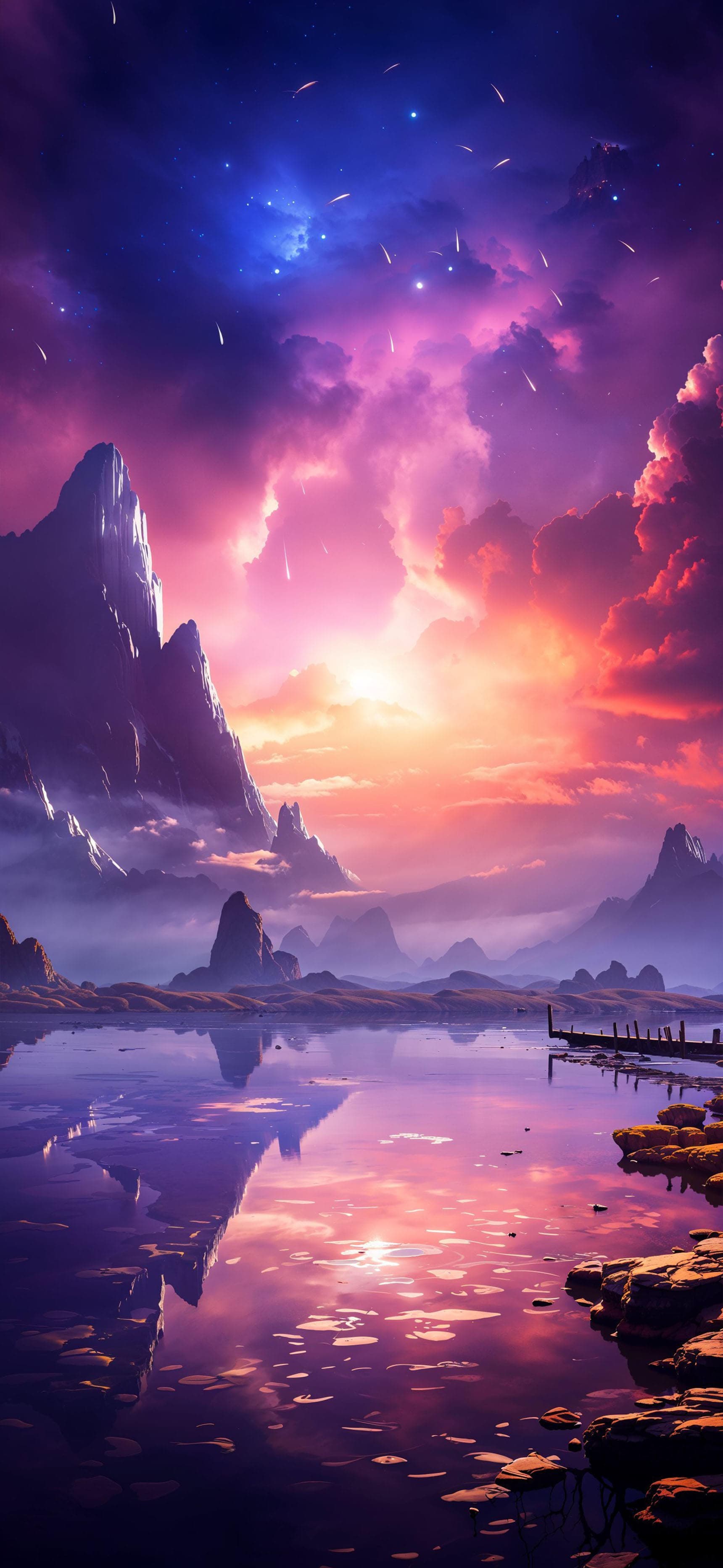 Mystical Lake Mountains - Pro phone wallpaper