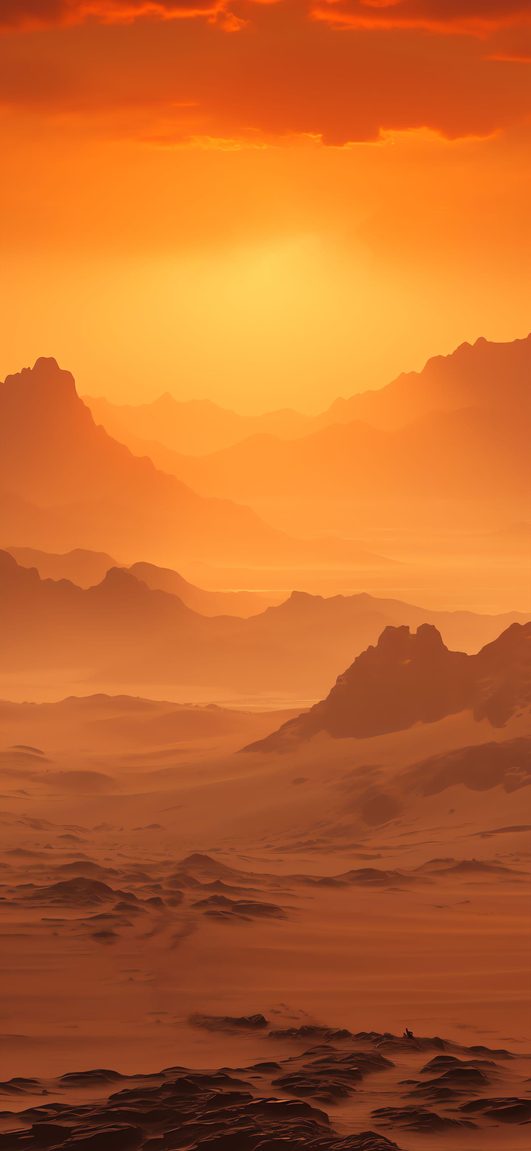 Fiery Mountain Range - Pro phone wallpaper