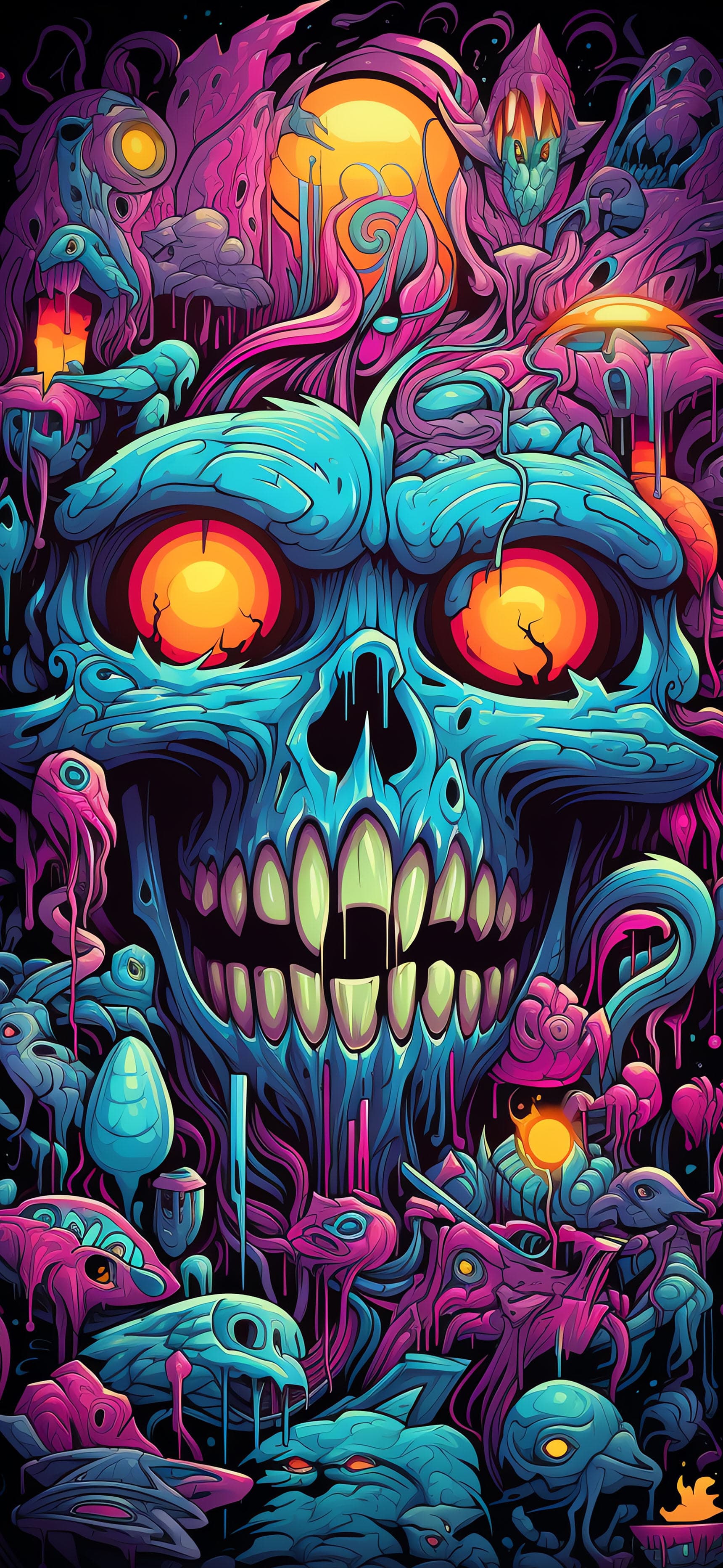 Toxic Skullscape Horror - Pro phone wallpaper