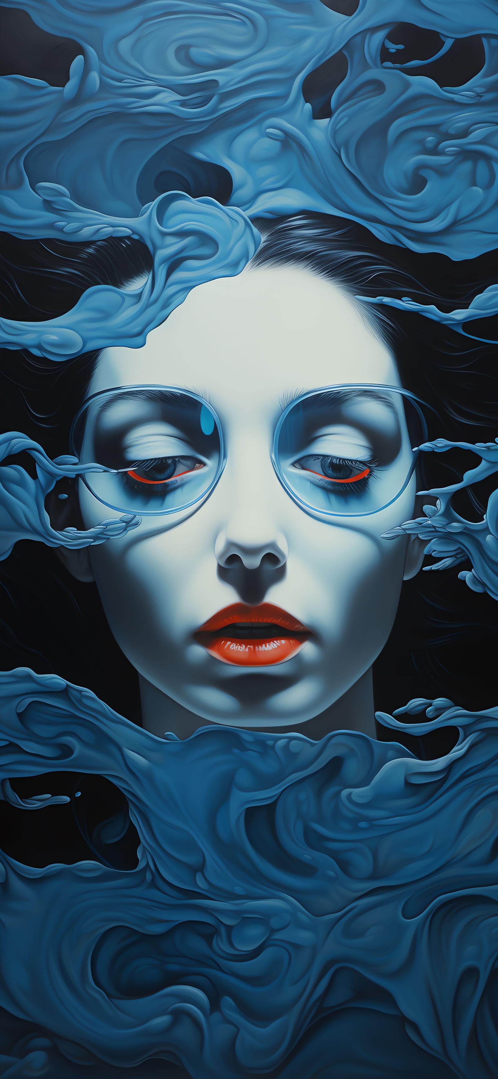 Surreal Blue Portrait - Pro phone wallpaper
