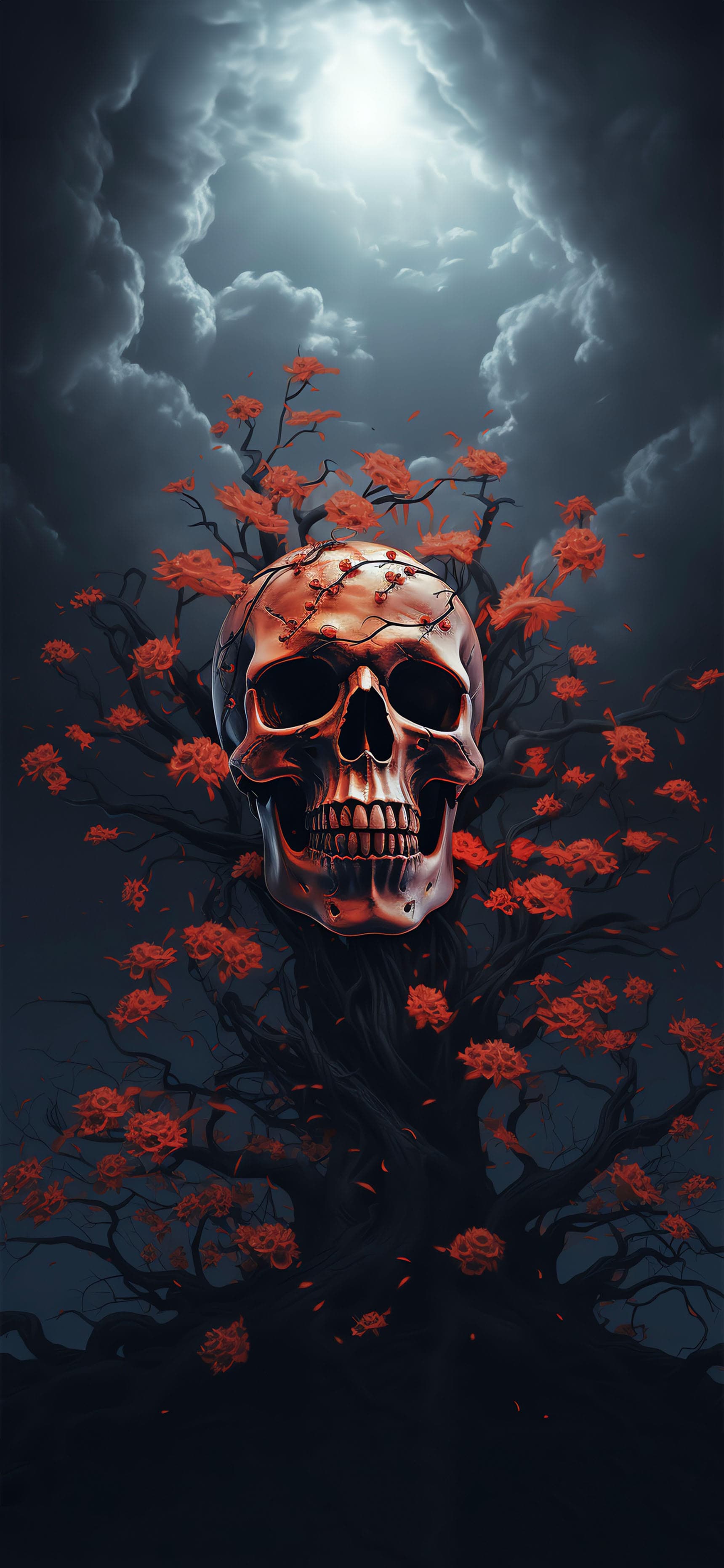 Skull Blossom Tree - Pro phone wallpaper