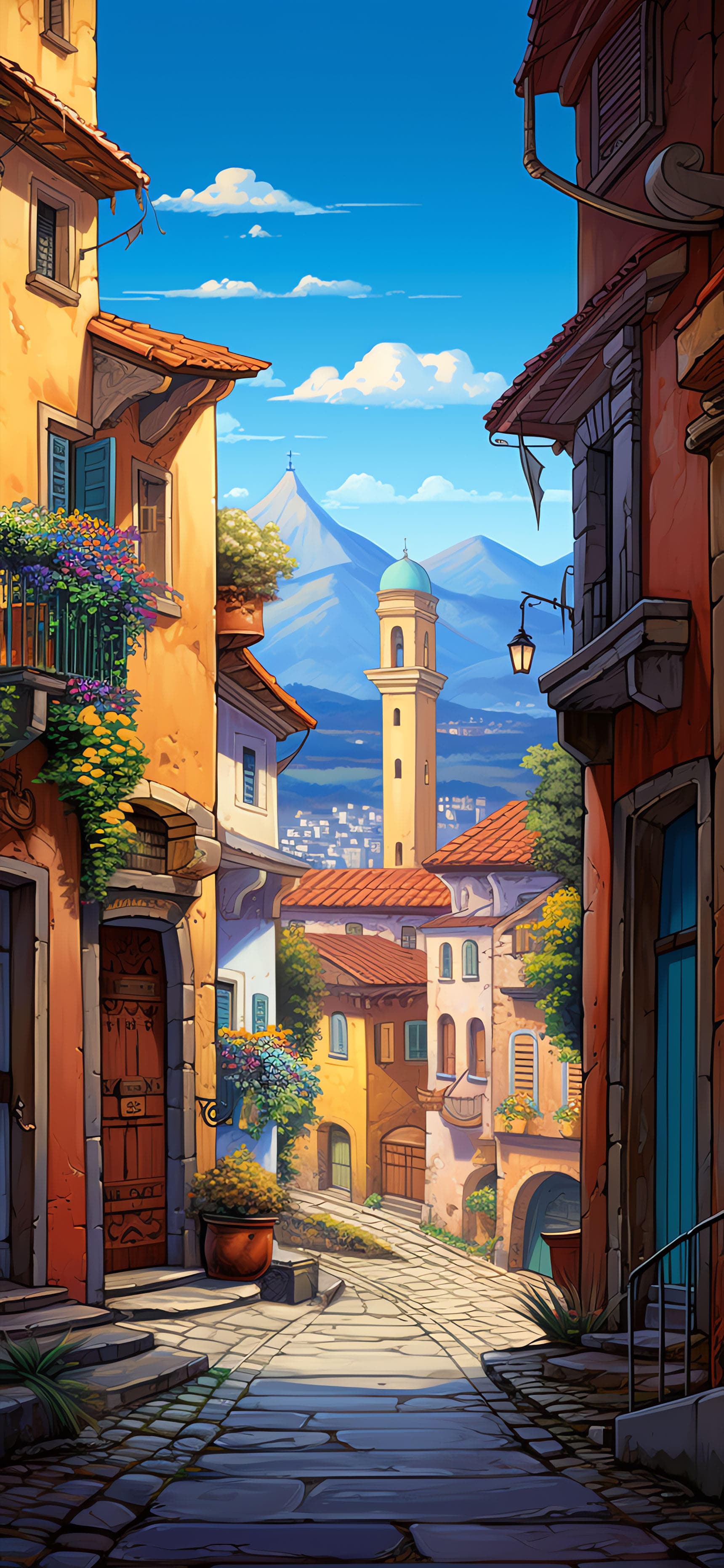 Tuscan Townscape View - Pro phone wallpaper