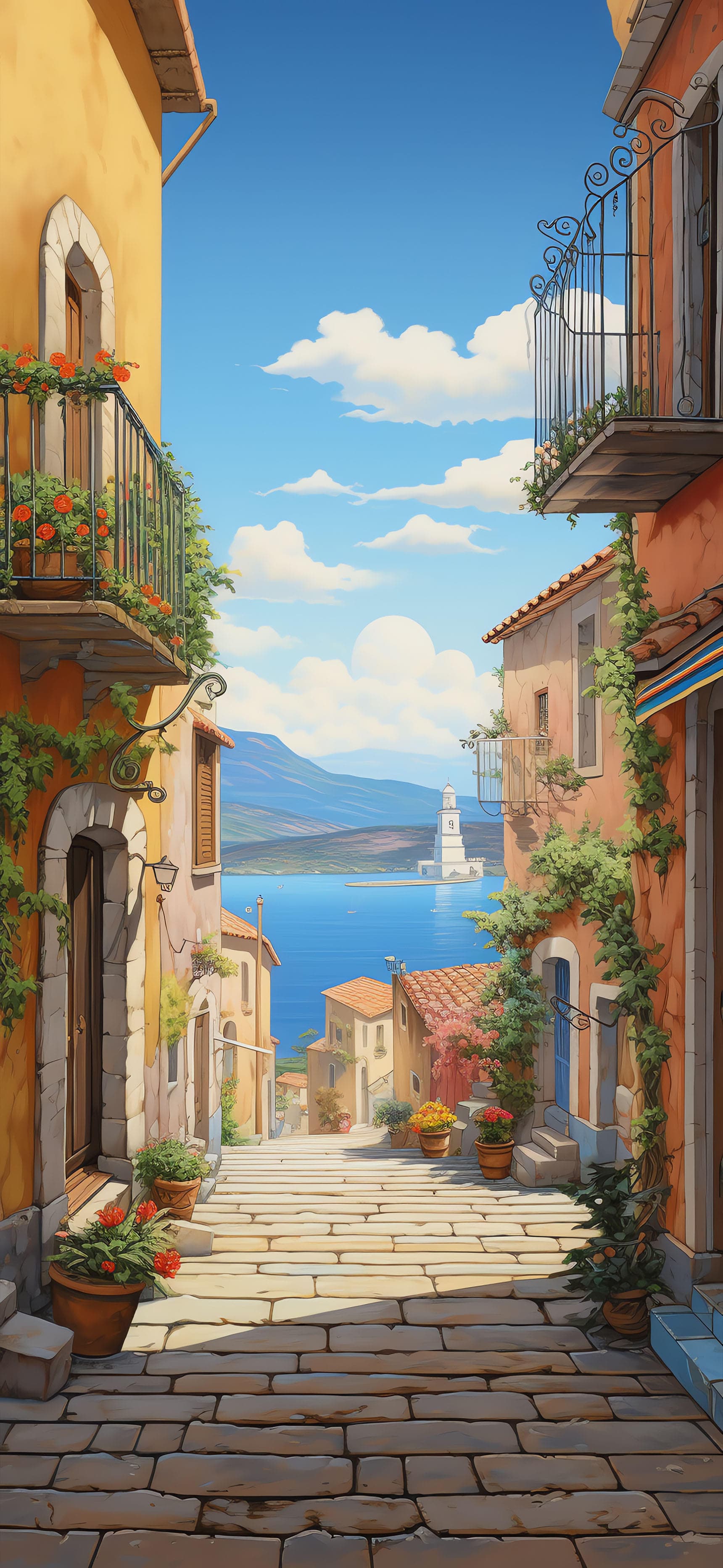 Italian Village View - Pro phone wallpaper
