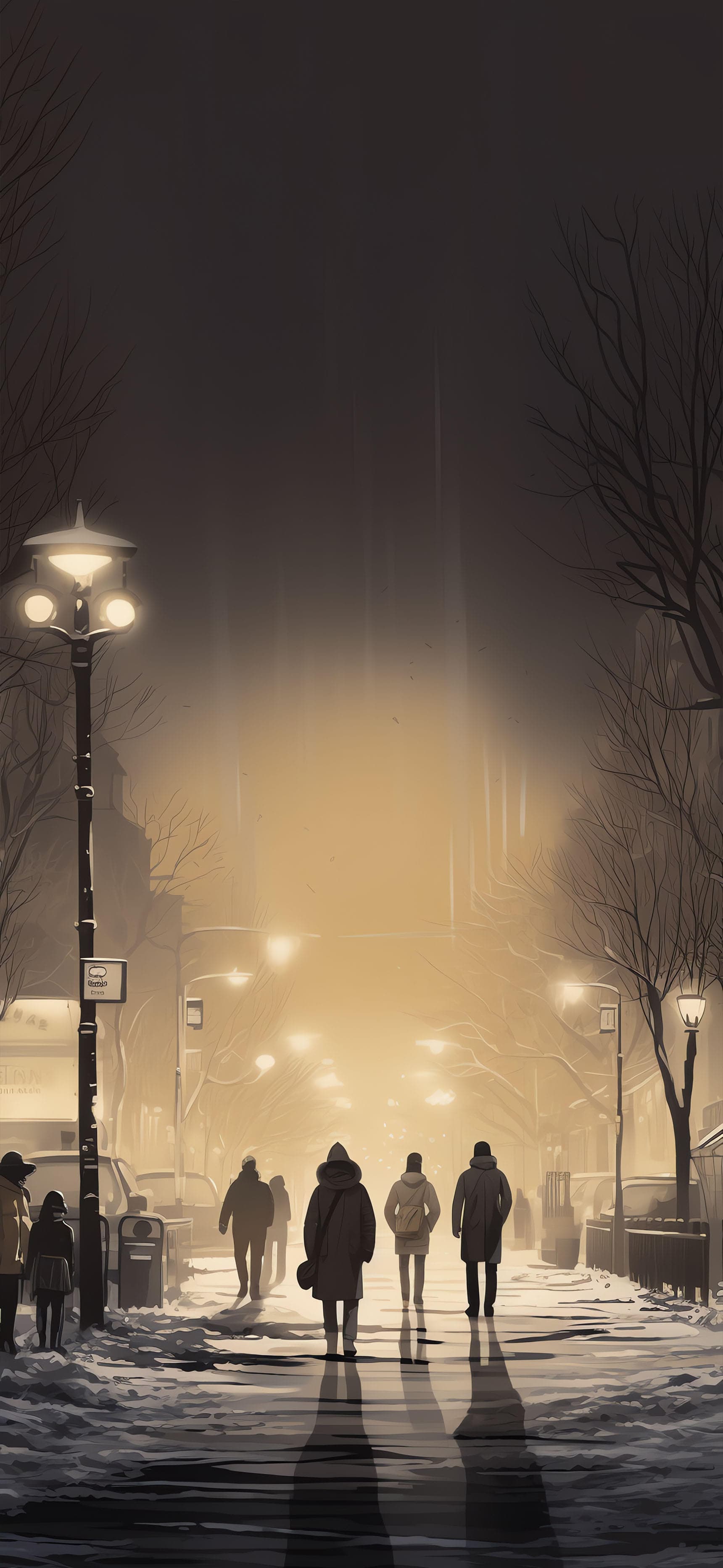 Foggy City Walk - Pro phone wallpaper