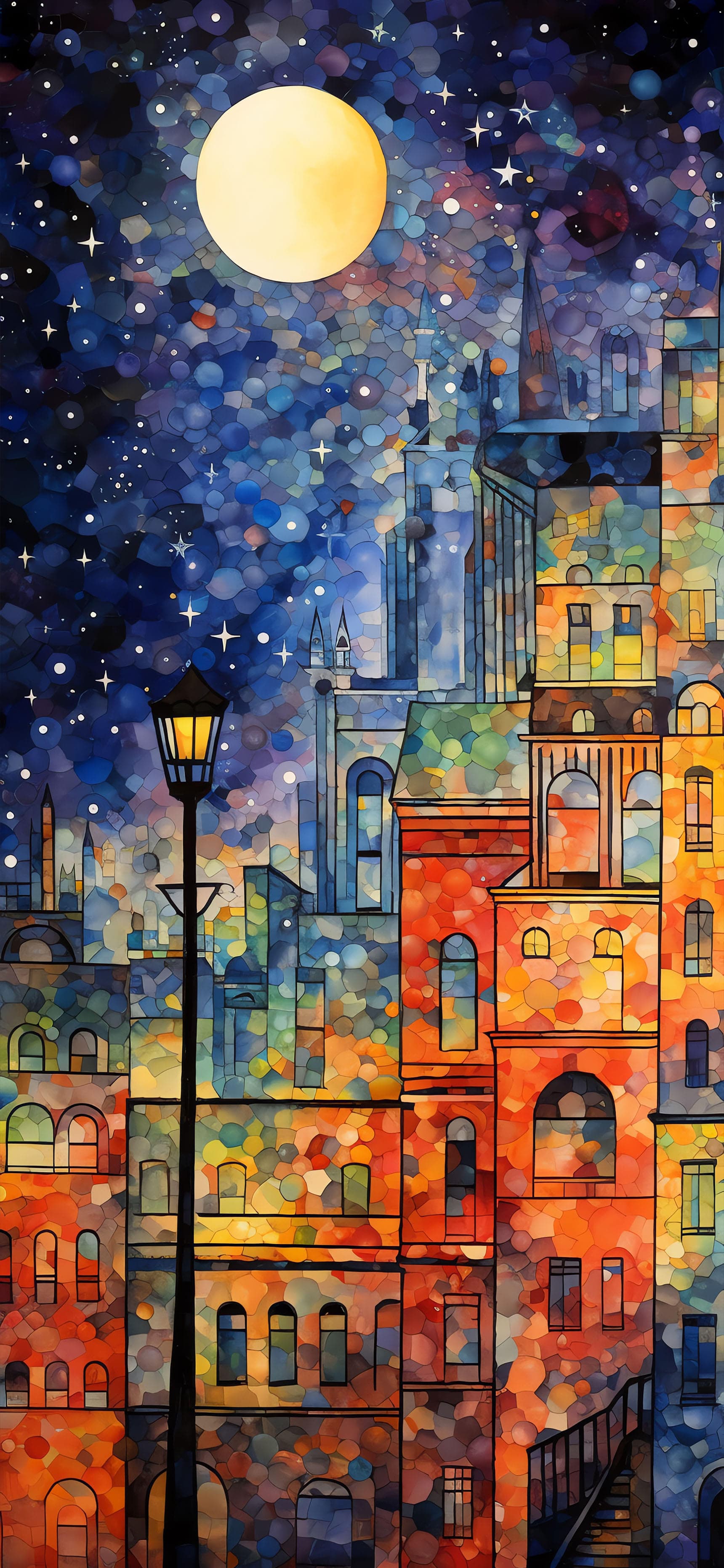 Stained Glass City - Pro phone wallpaper
