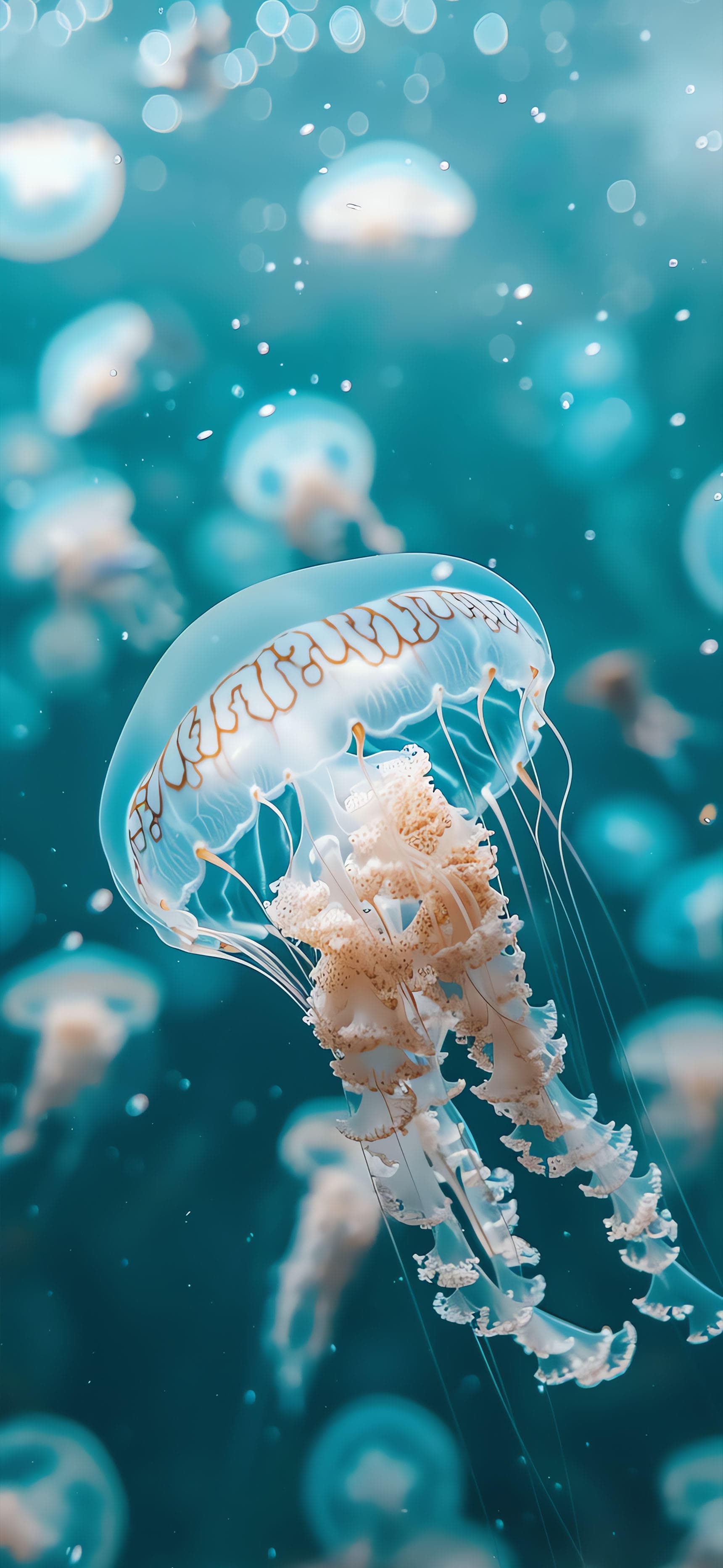 Translucent Jellyfish Bloom - Pro phone wallpaper