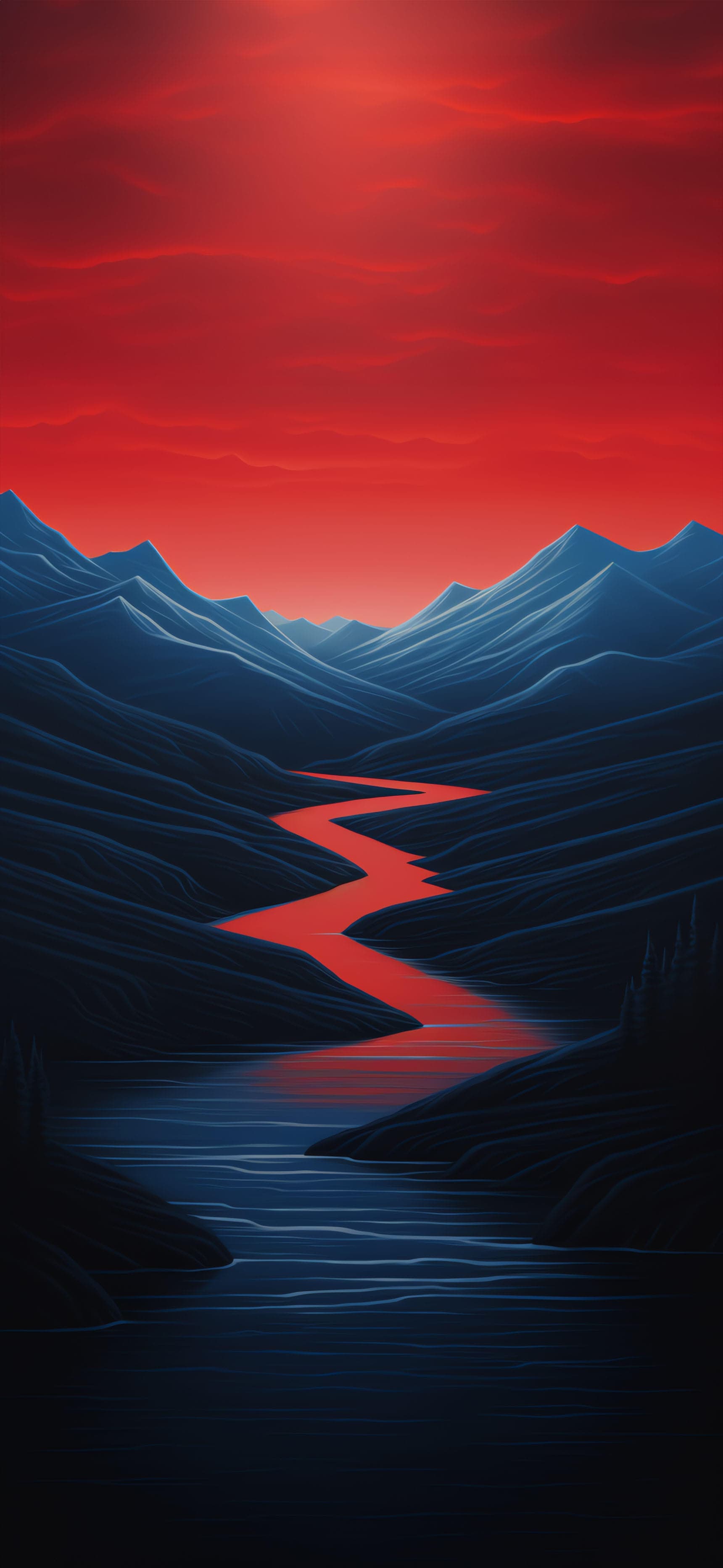 Crimson Mountain River - Pro phone wallpaper