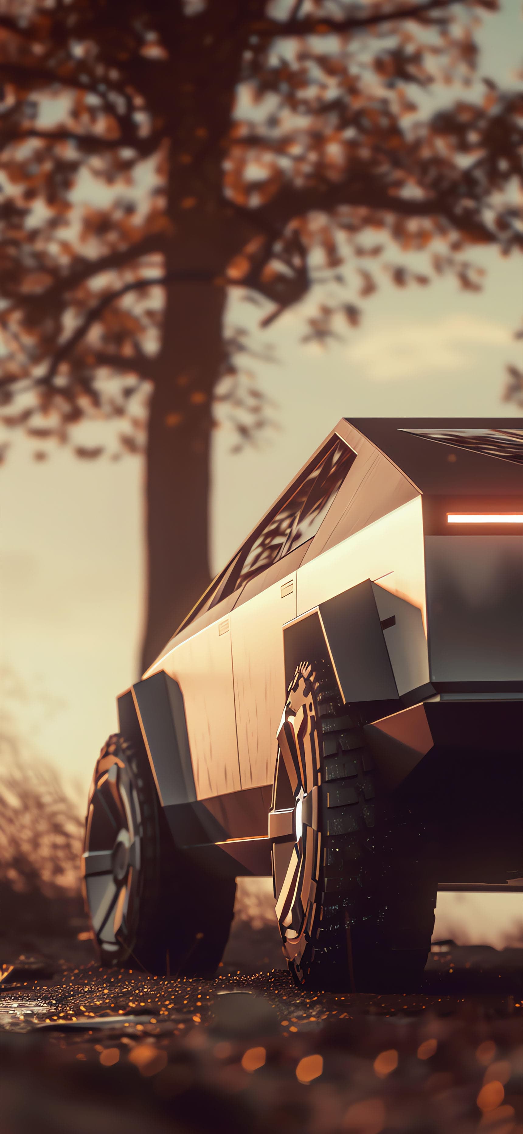 Cyberpunk Autumn Truck - Pro phone wallpaper