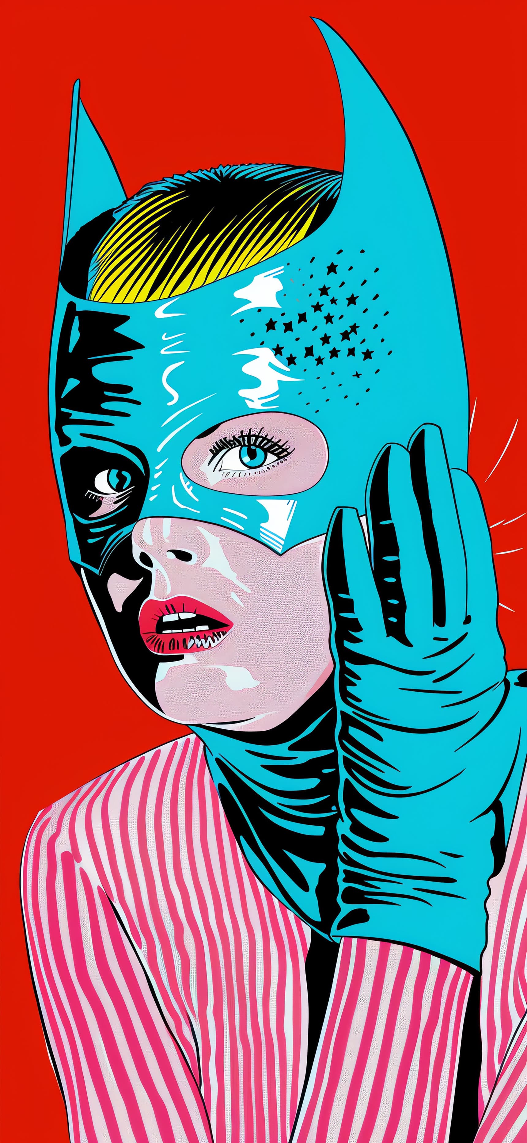 Masked Retro Heroine - free phone wallpaper