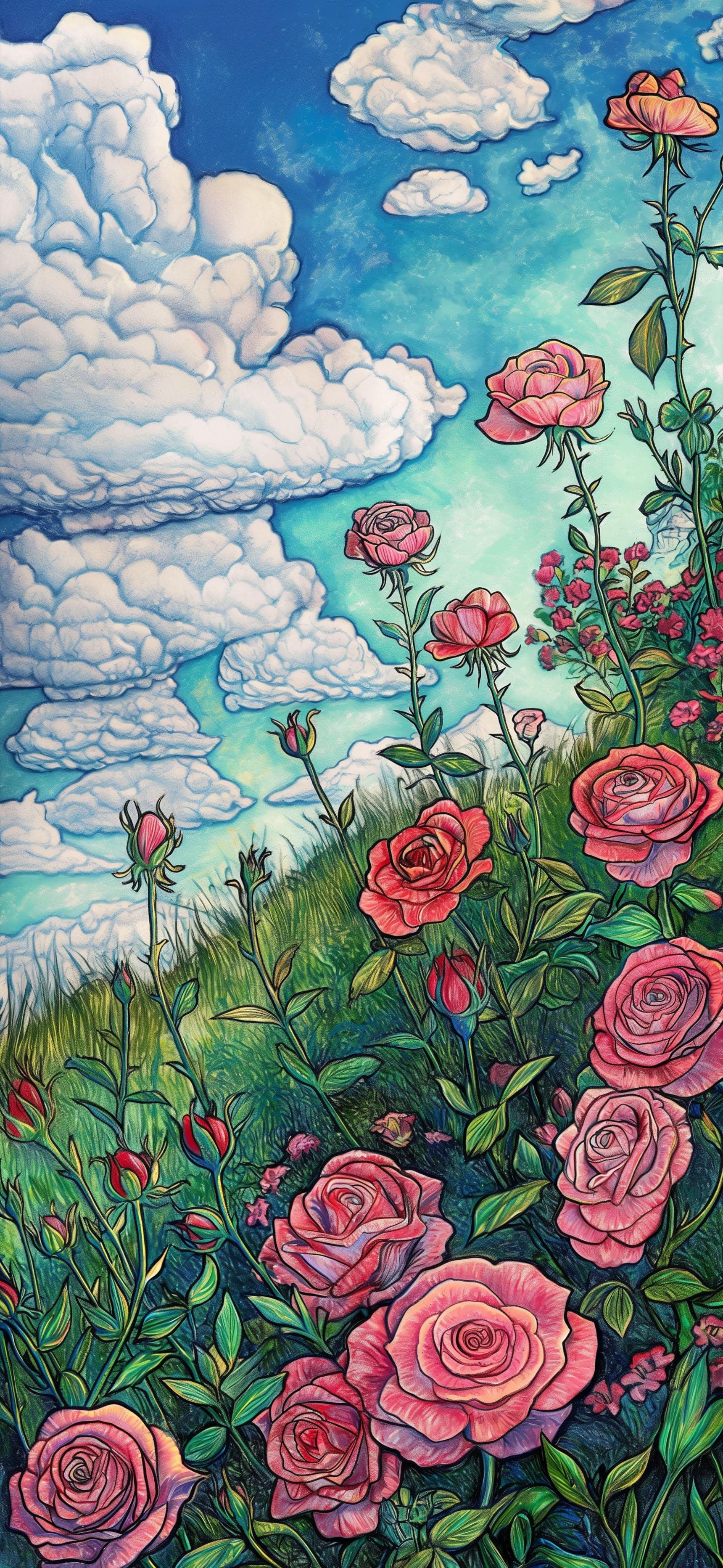 Rose Hill Clouds - Pro phone wallpaper