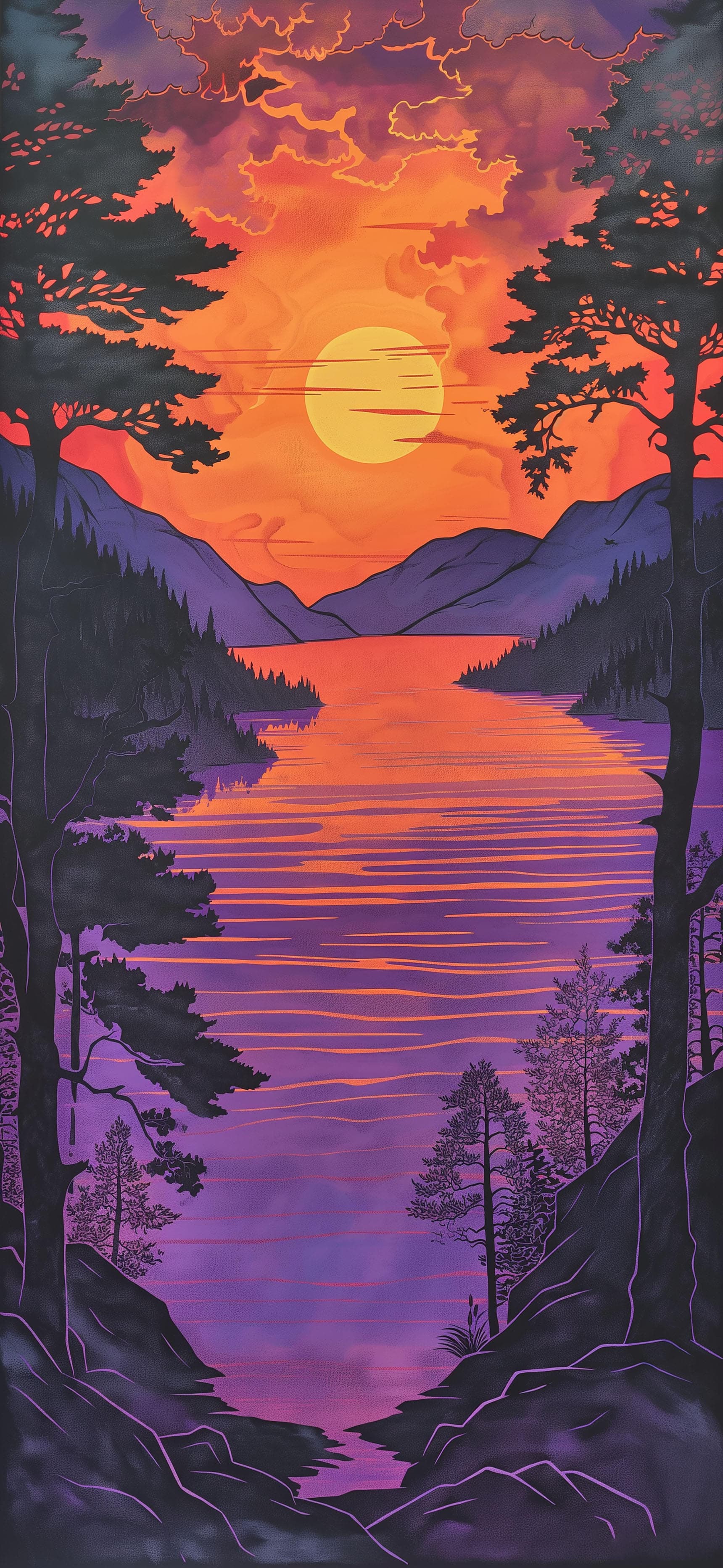 Sunset Lake Serenity - Pro phone wallpaper