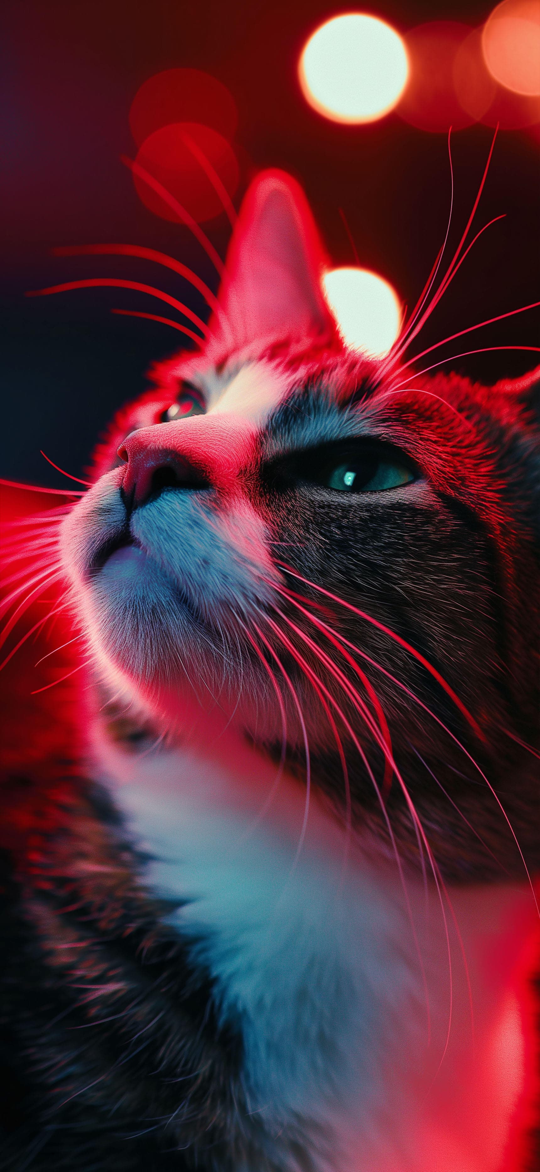 Red Neon Cat - Pro phone wallpaper