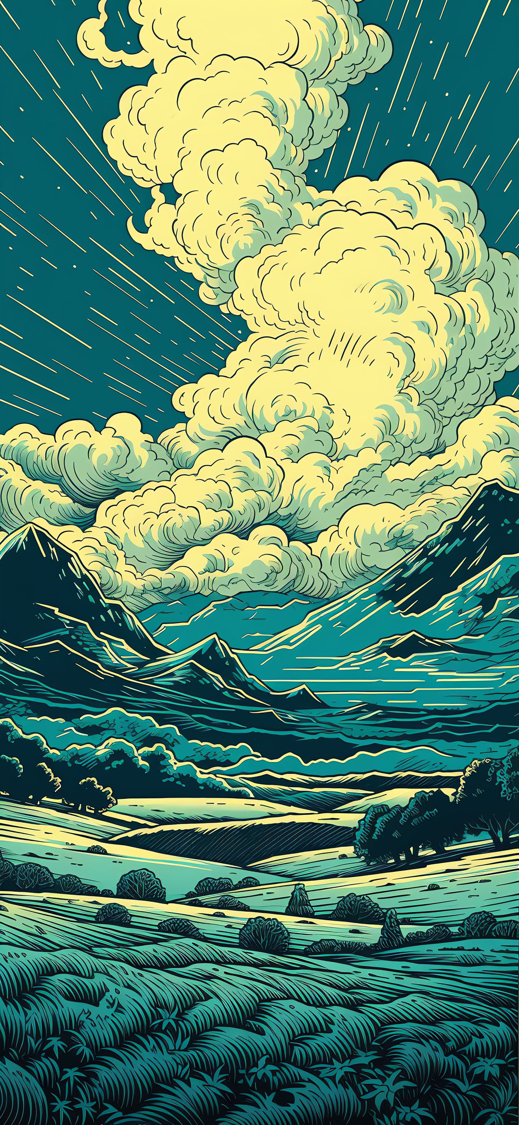 Cloudy Mountain Vista - Pro phone wallpaper