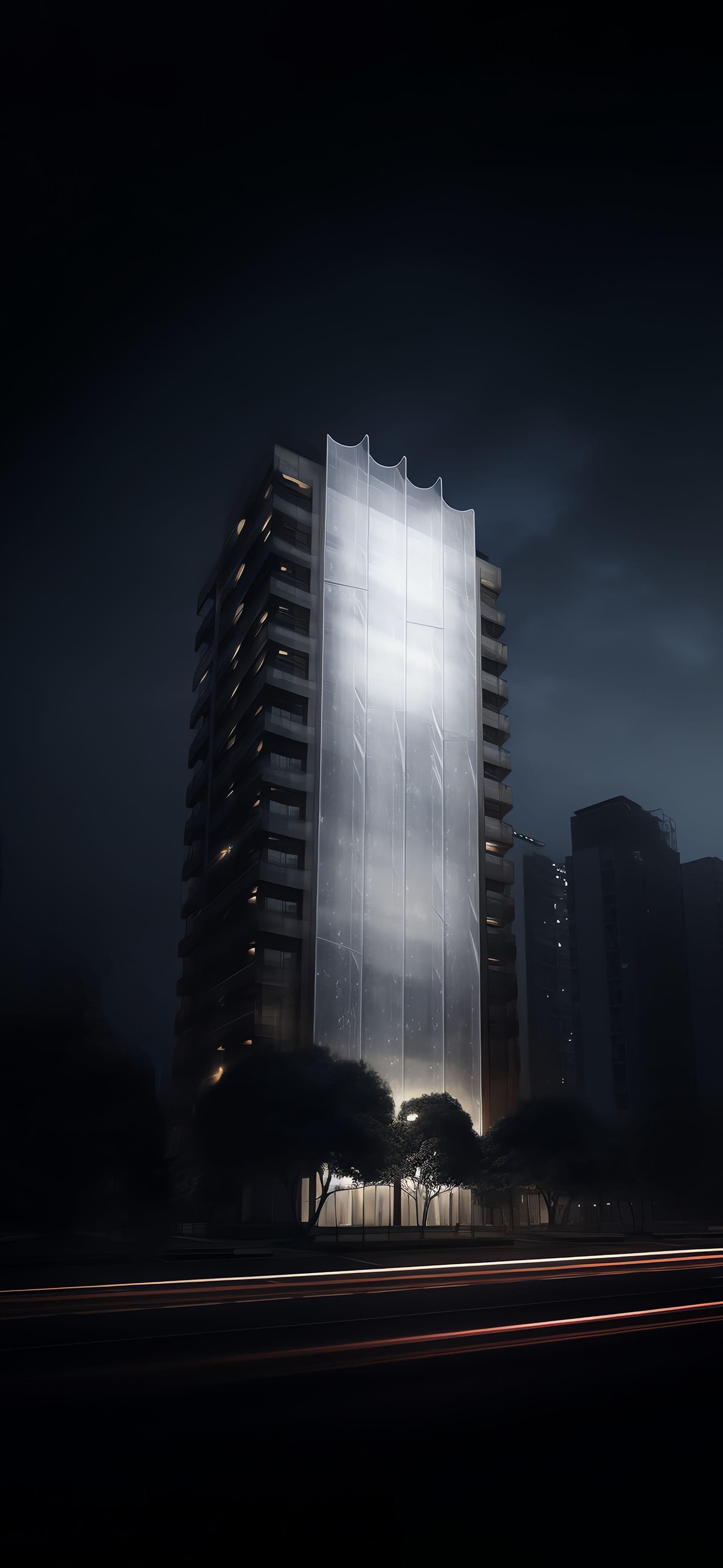 Draped Building Night - Pro phone wallpaper
