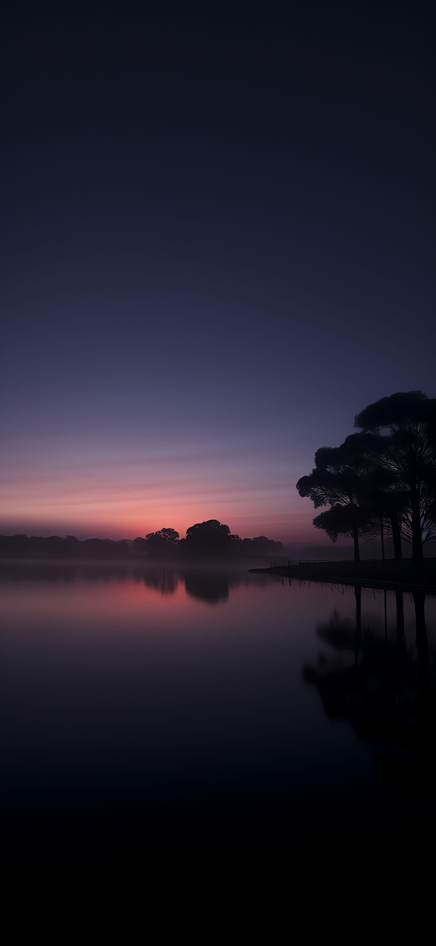 Misty Lake Dusk - Pro phone wallpaper