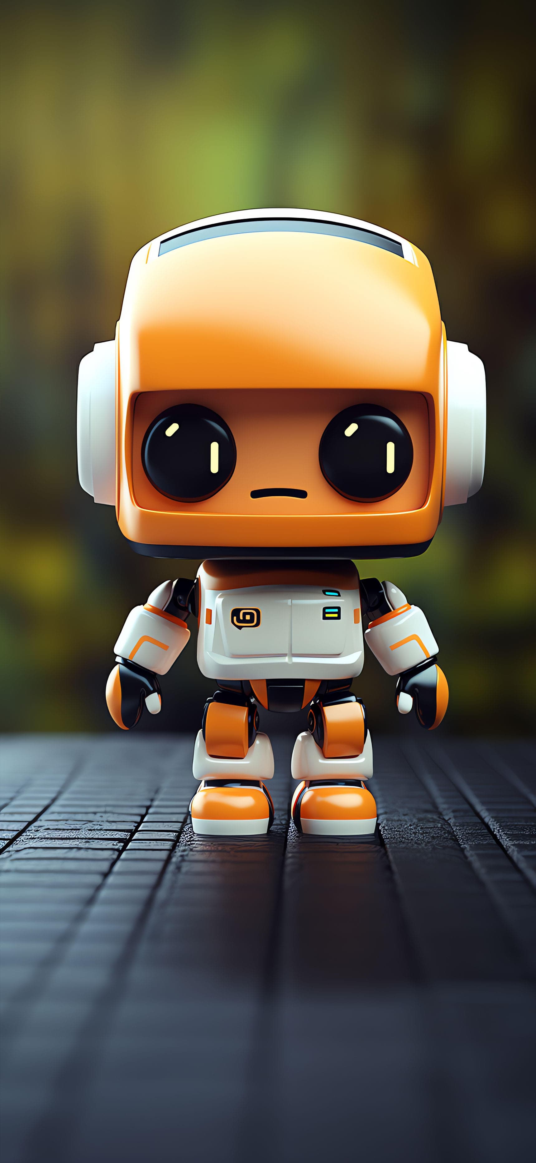 Orange Robot Friend - Pro phone wallpaper