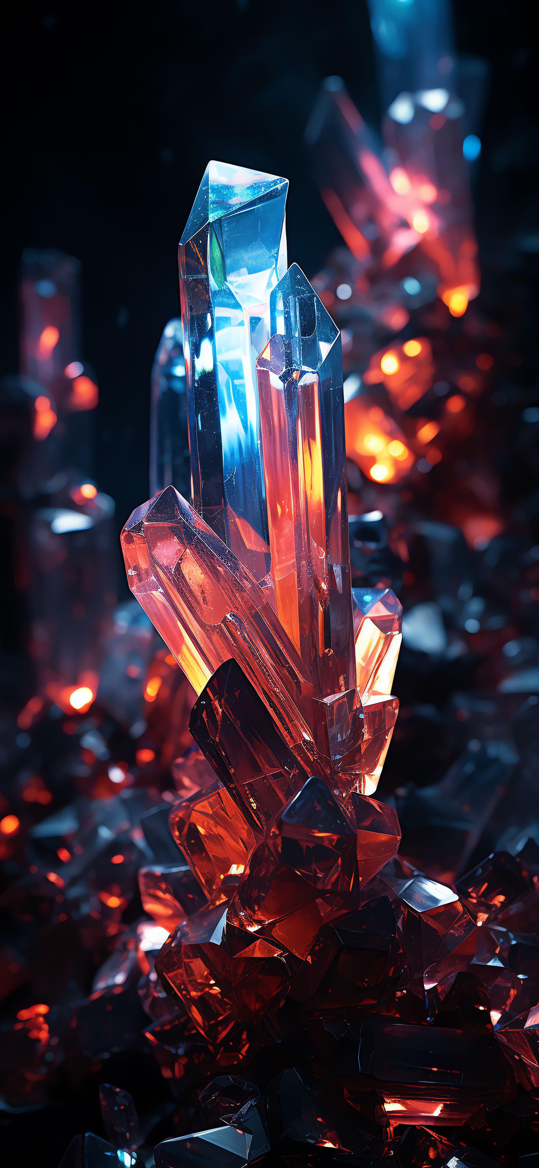 Fiery Crystal Growth - Pro phone wallpaper