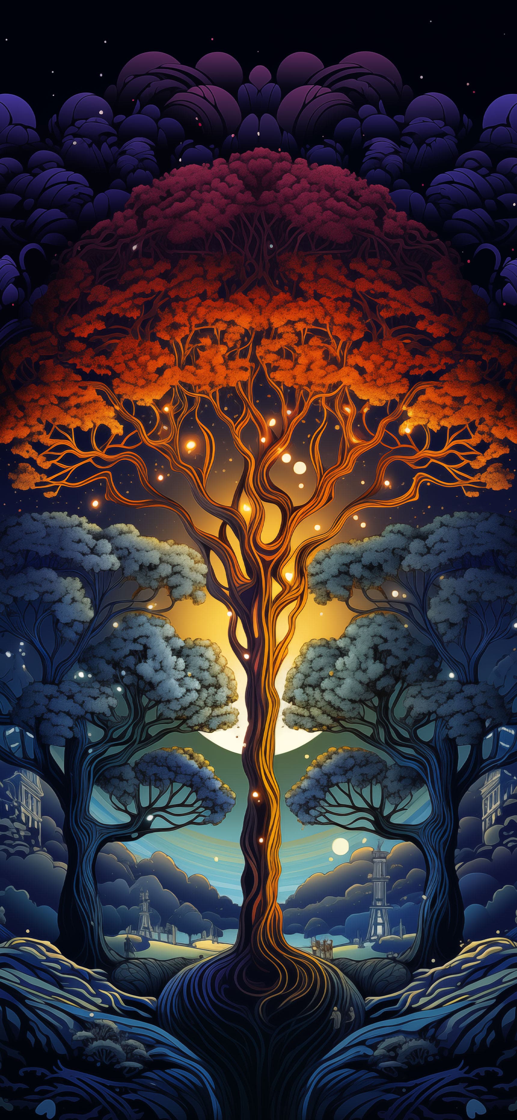 Mystical Glowing Tree - Pro phone wallpaper