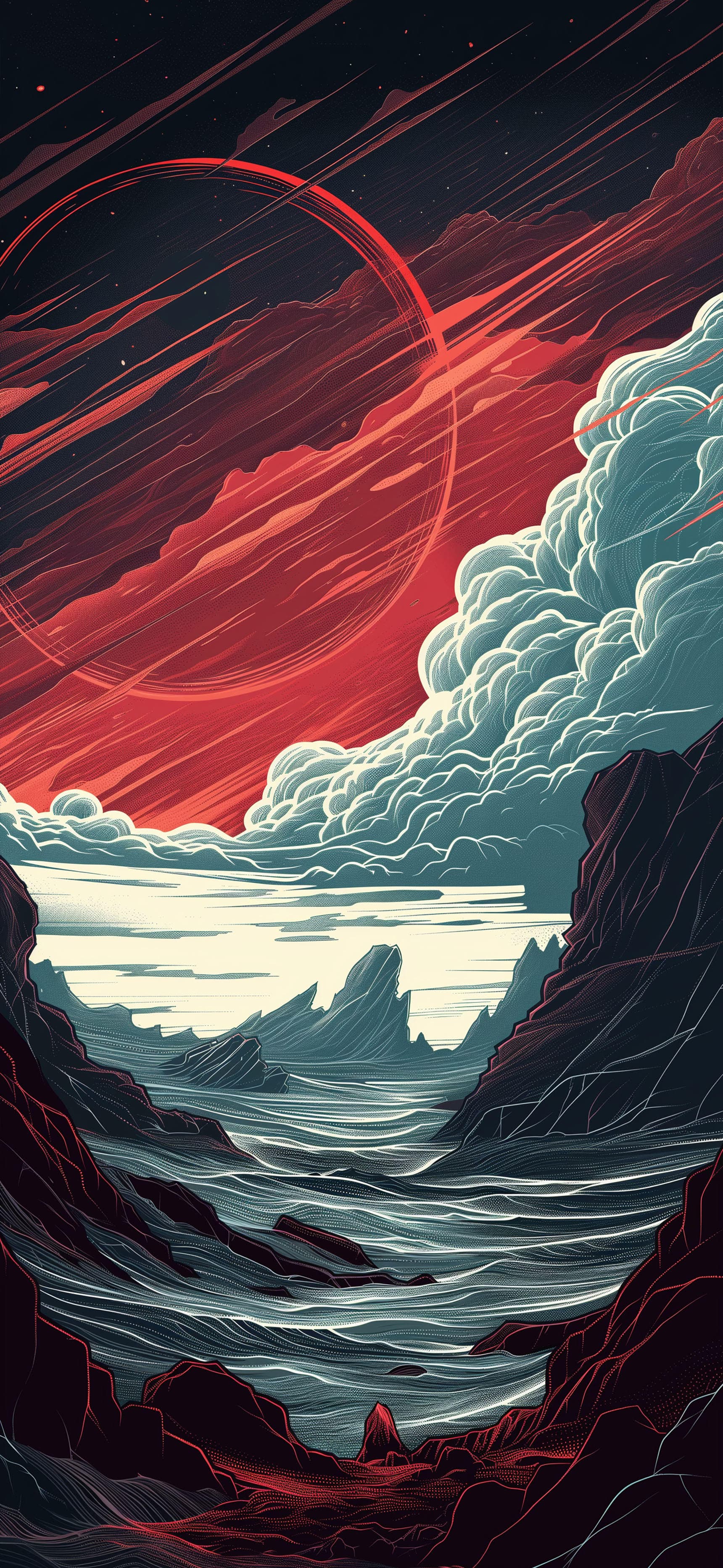 Crimson Cloudscape Valley - Pro phone wallpaper