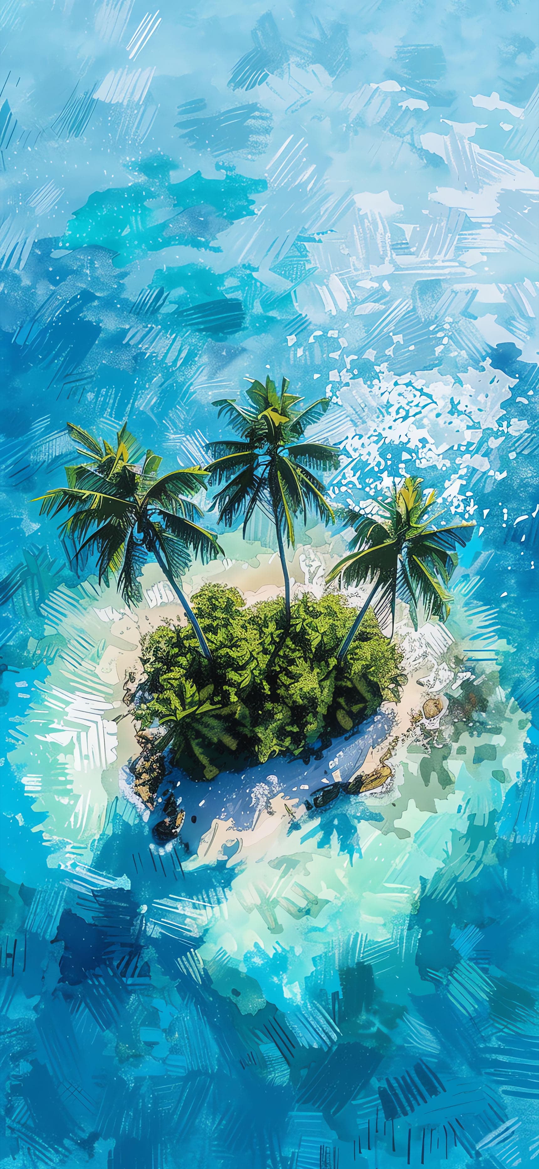 Painted Island View - Pro phone wallpaper