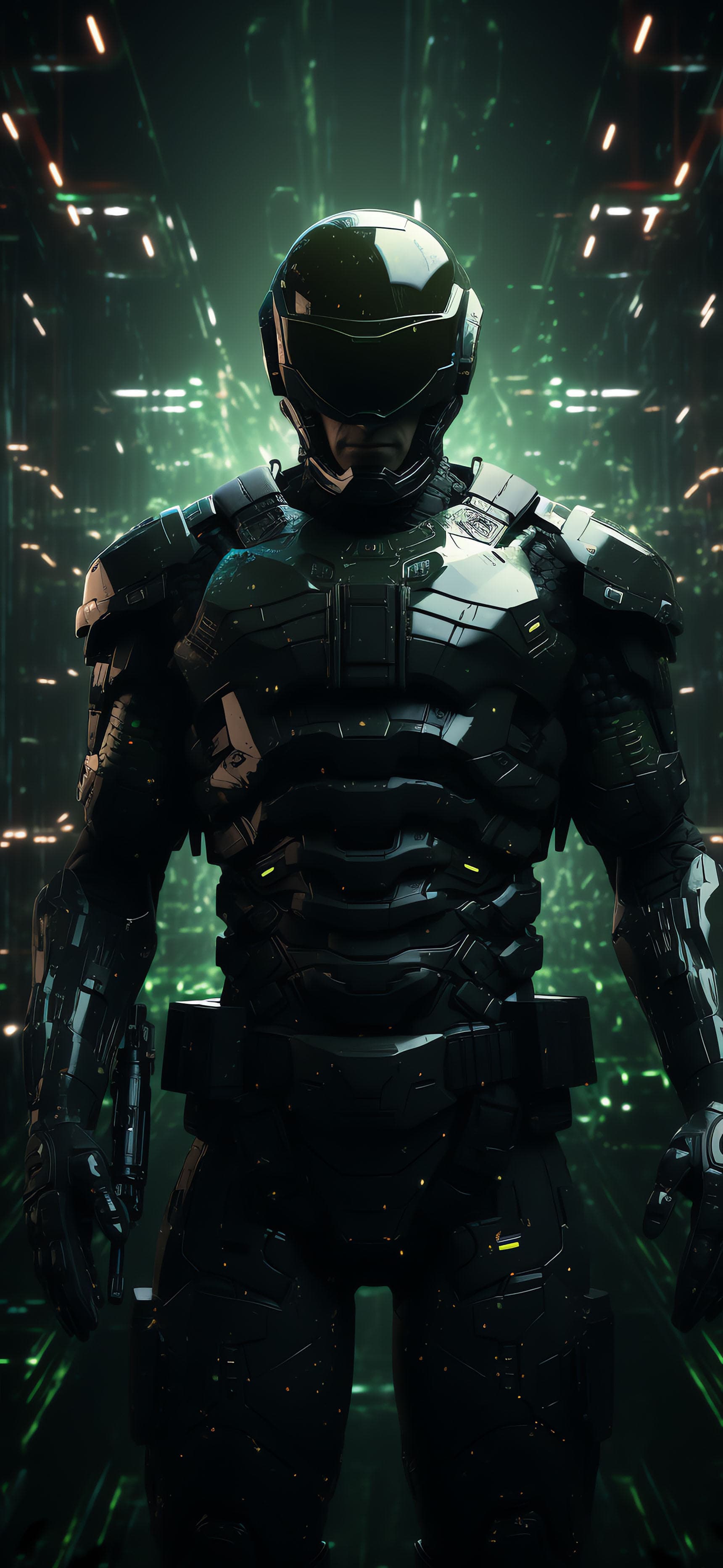 Cyberpunk Soldier Stance - Pro phone wallpaper