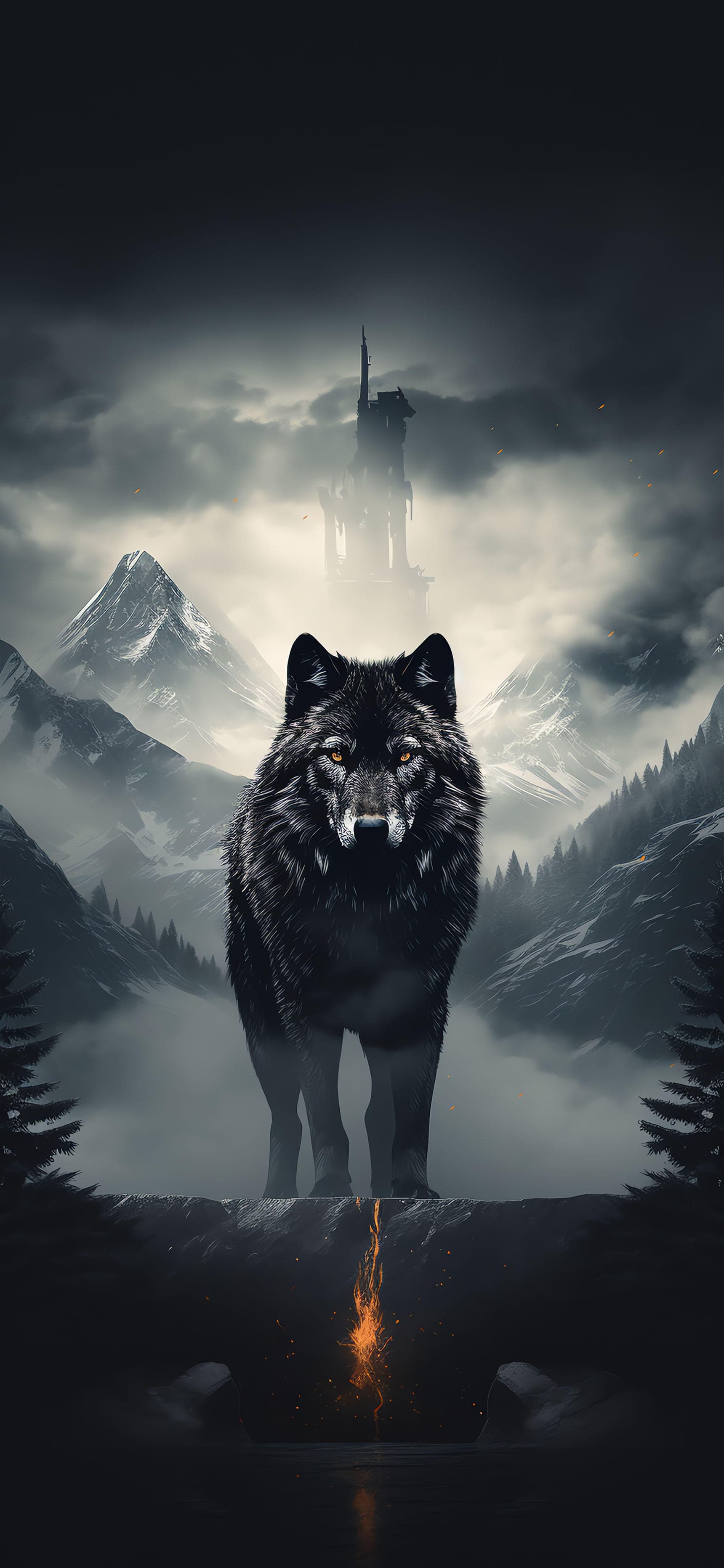 Wolf in Mist - Pro phone wallpaper