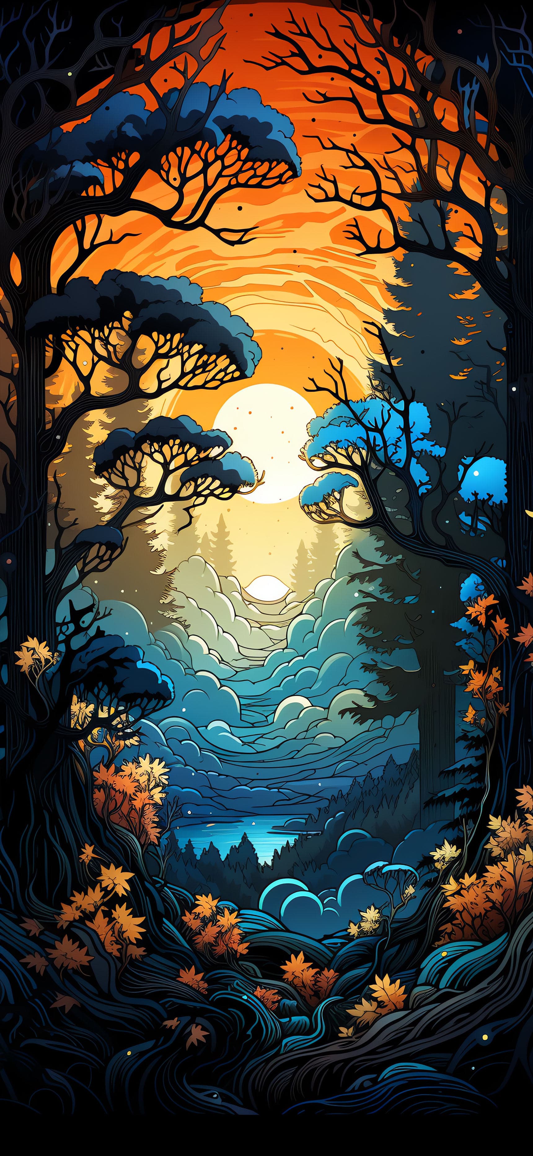Sunset Forest - Pro phone wallpaper