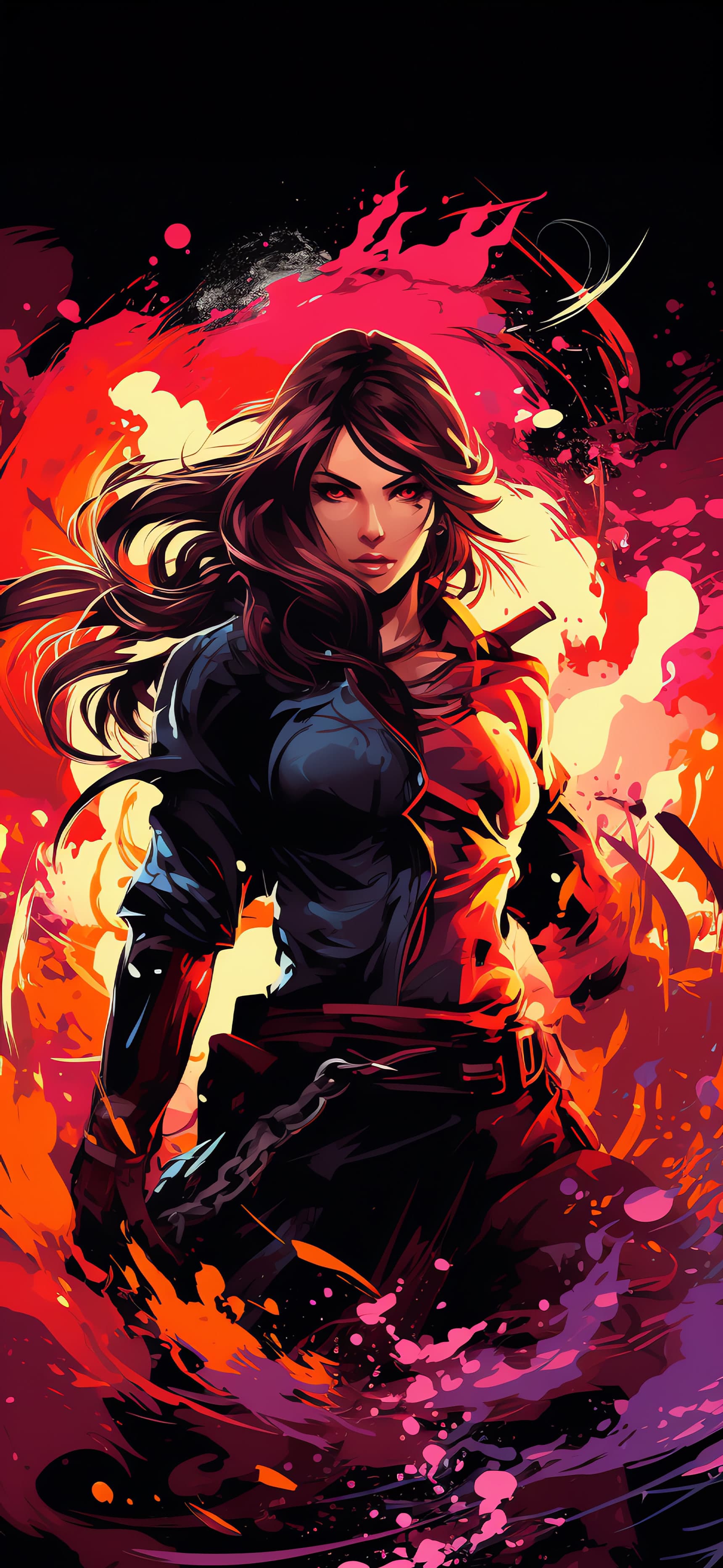 Fiery Warrior Woman - Pro phone wallpaper