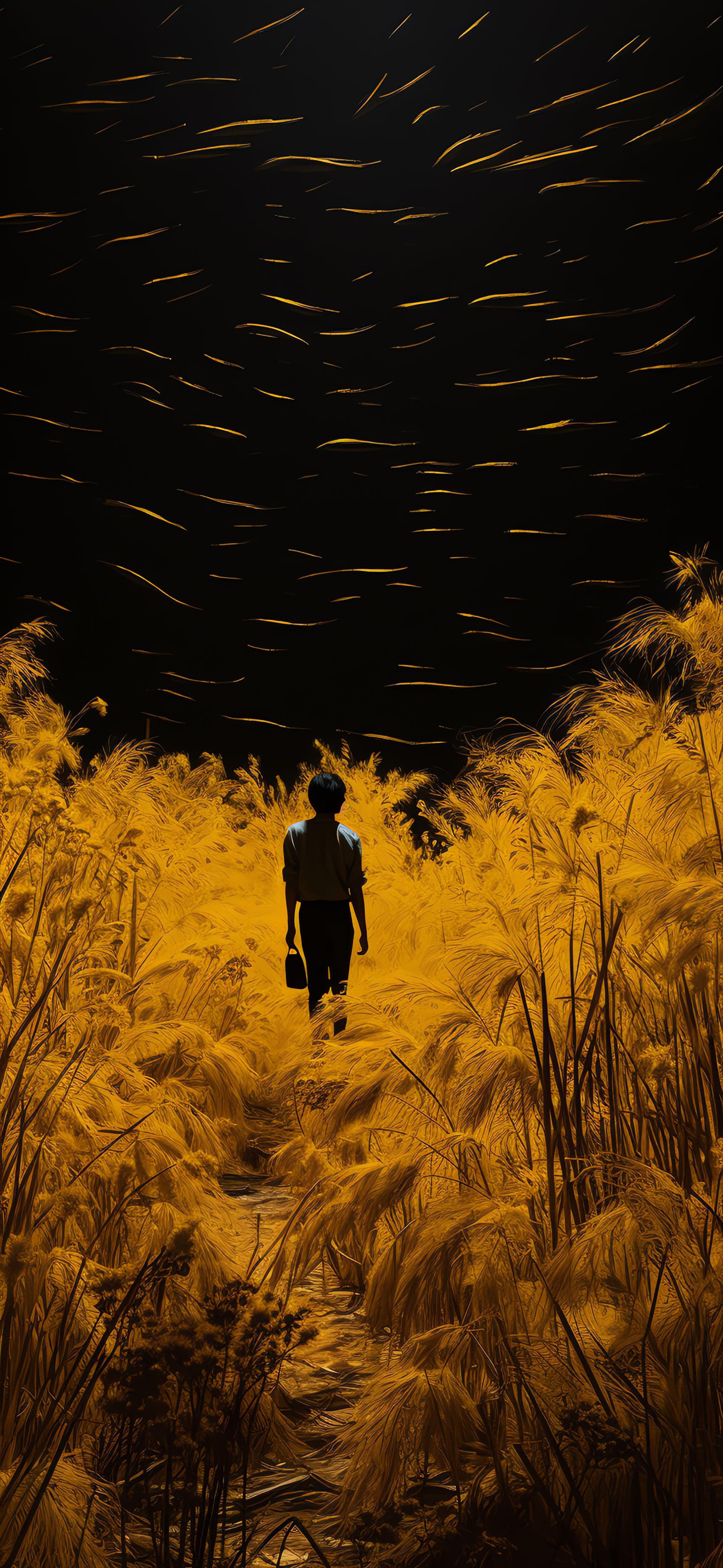 Golden Grass Wanderer - Pro phone wallpaper