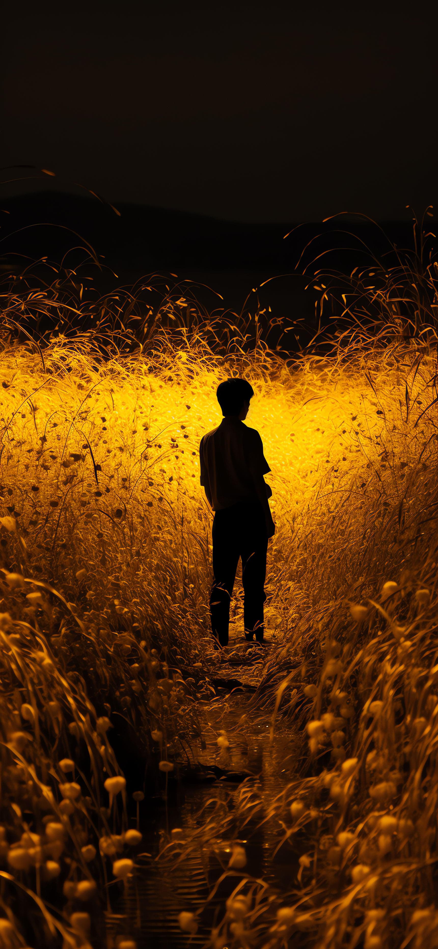 Golden Field Wanderer - Pro phone wallpaper