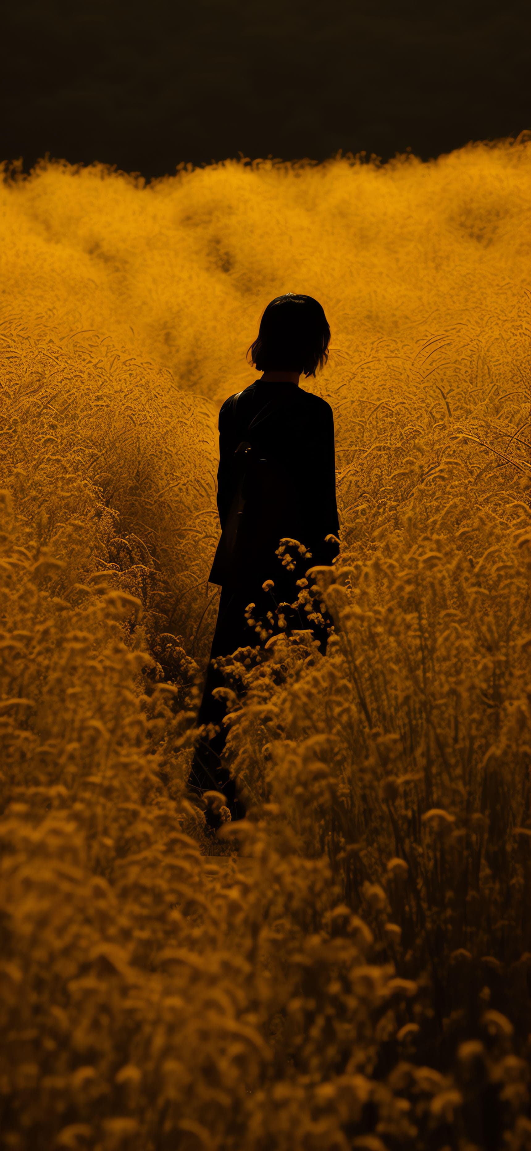 Golden Field Wanderer - Pro phone wallpaper