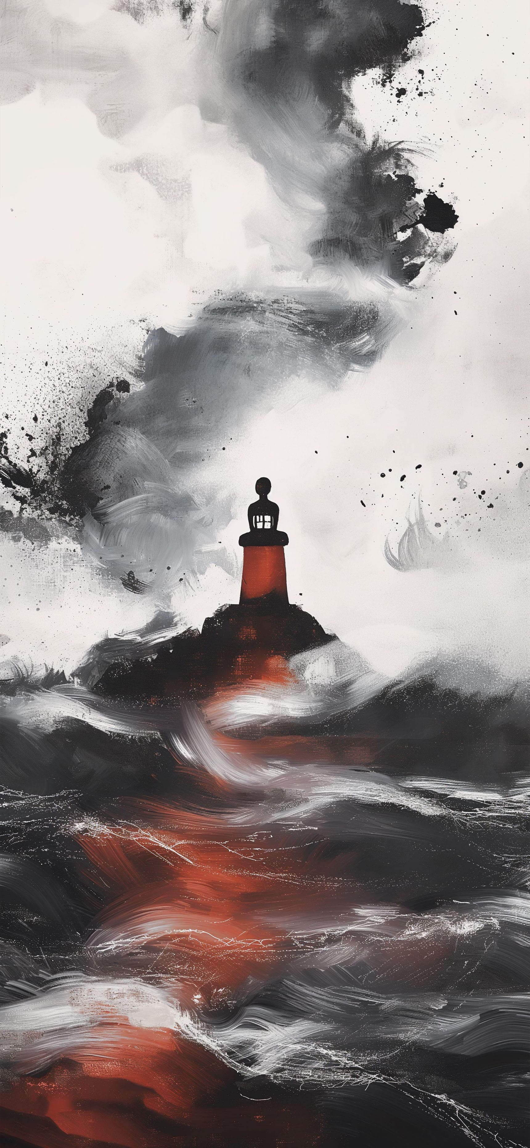 Stormy Lighthouse Silhouette - Pro phone wallpaper